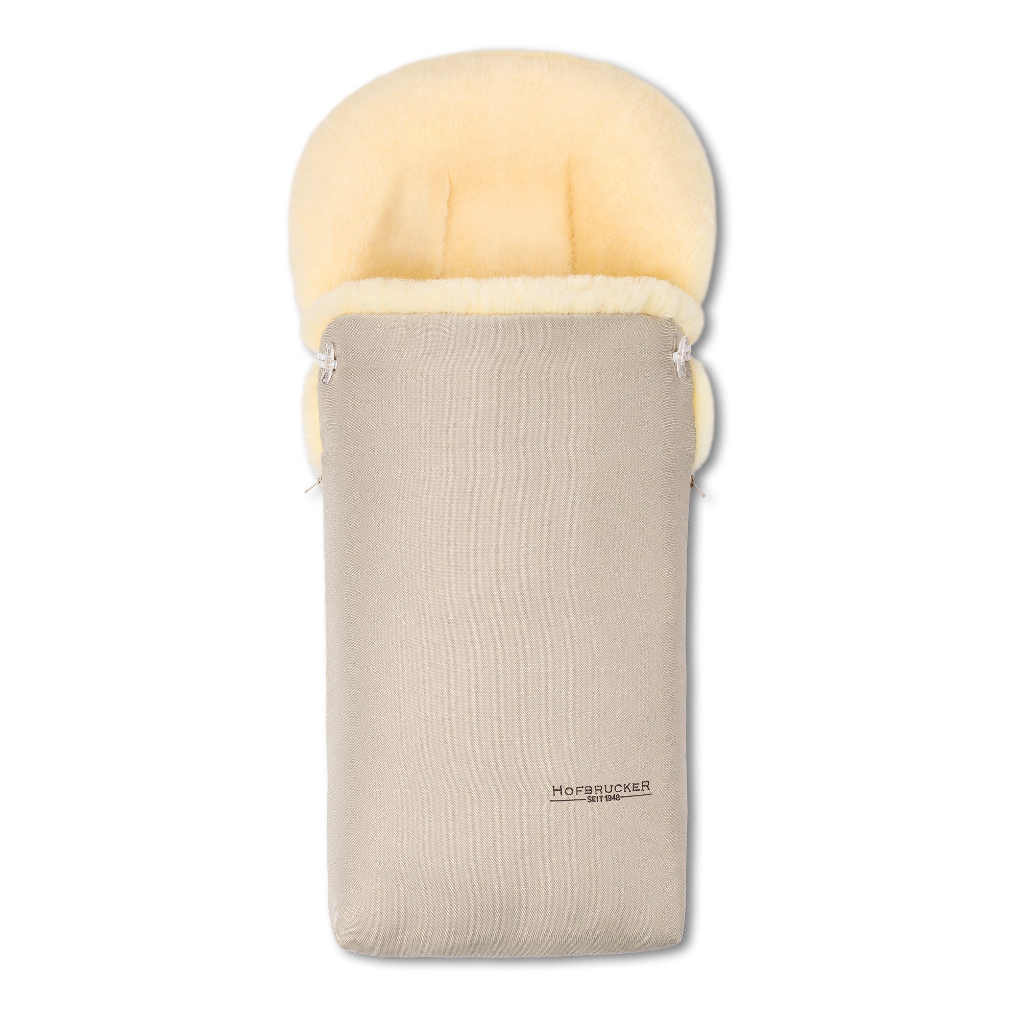 Hofbrucker seit 1948 Fußsack Lammfell-Fußsack Putzi für Kinderwagen und Buggy, warmer Winterfußsack mit echtem Lammfell wasserabweisend und