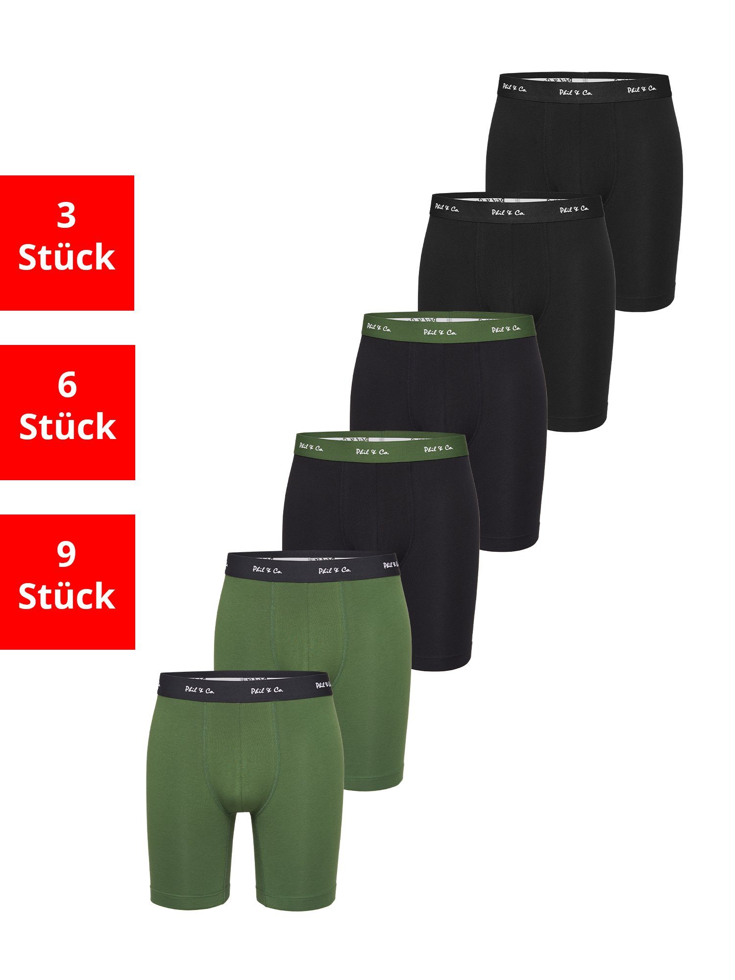 Phil & Co. Langer Boxer Long Boxer Briefs (6-St) Retroshorts - langes Bein günstig online kaufen