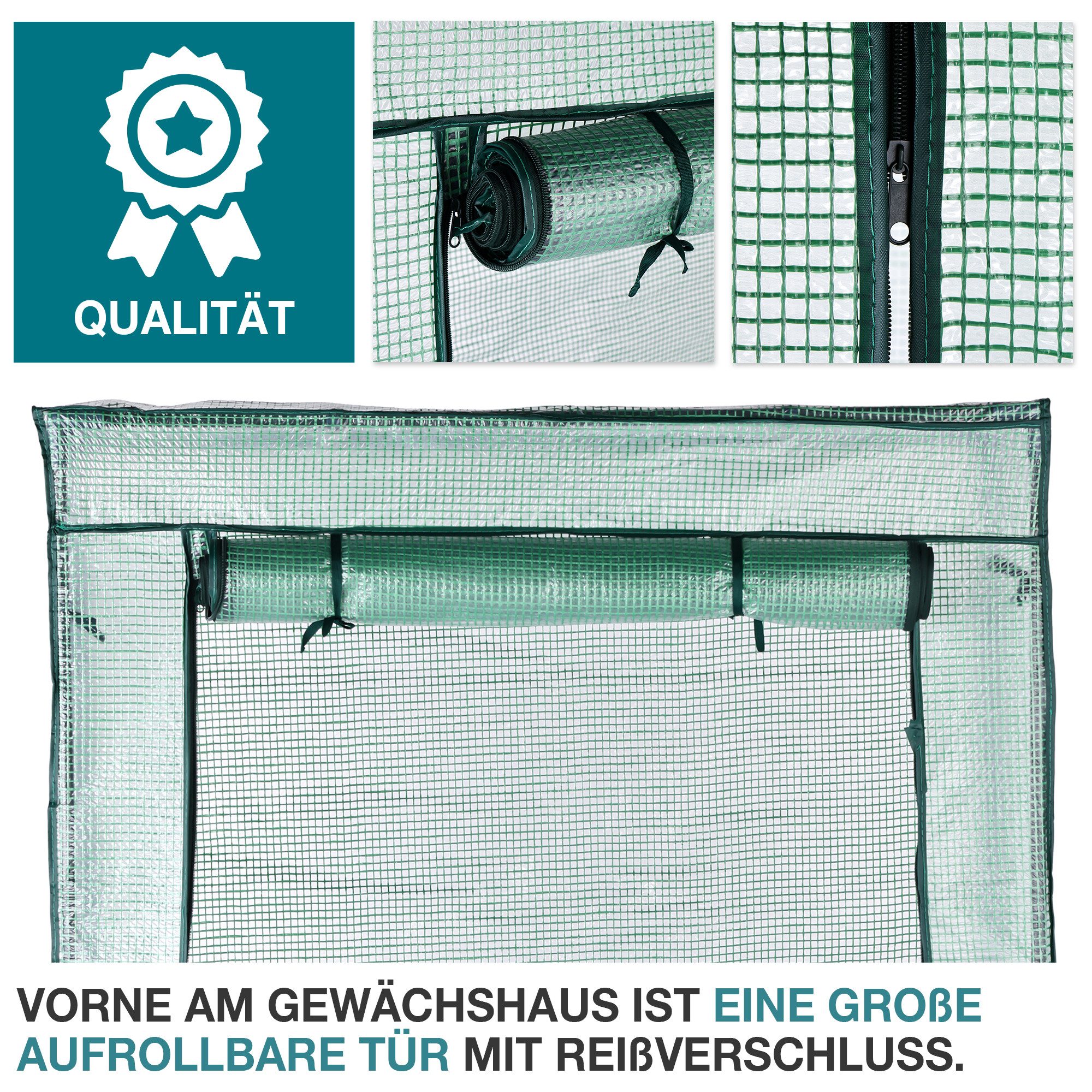 TOM Foliengewächshaus Tomaten Treibhaus, BxTxH: 100 x 50 x 150 cm, 0,4 mm Wandstärke, 140g/m² verstärkte Gitterschutzfolie