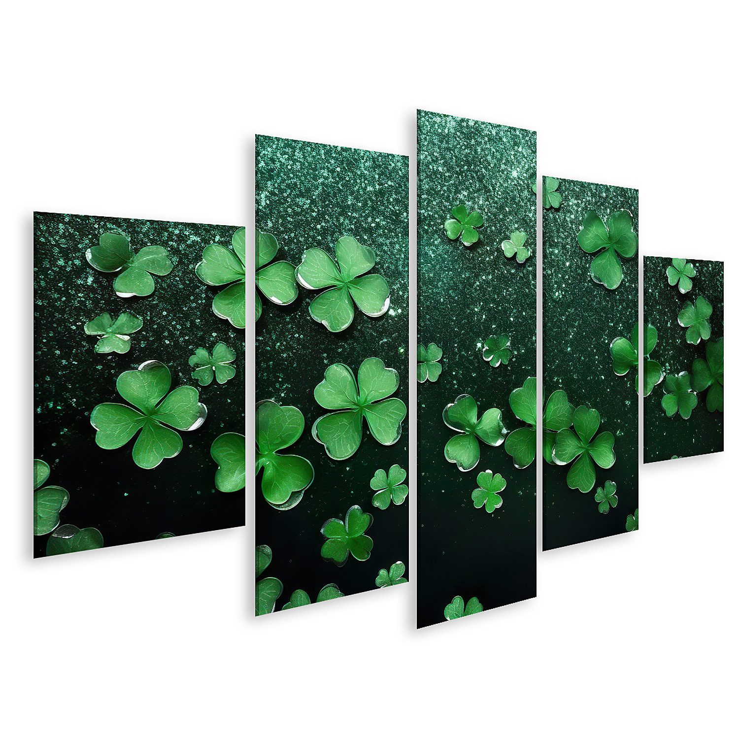 islandburner Leinwandbild St Patricks Day Glitzernde Banner Vorlage Grüne Vierblättrig Bilder