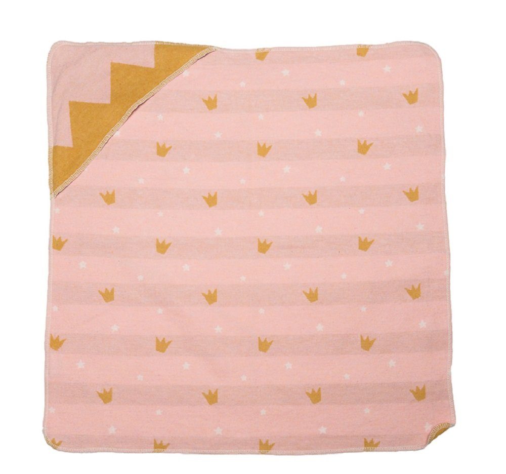Kinderdecke Kapuze Juwel 'Kronen' 80 x 80 cm Altrosa