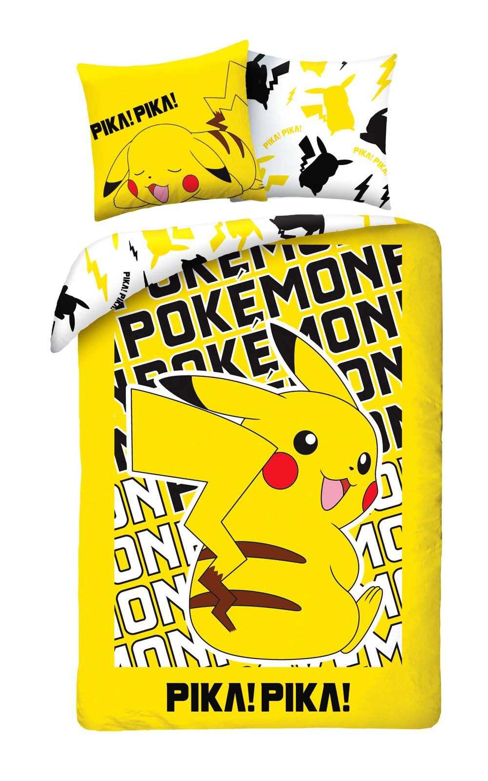 Halantex Bettwäsche Pokemon Pikachu - 2 x Wende-Bettwäsche-Set für Fans, 135x200 & 80x80, Baumwolle, 100% Baumwolle