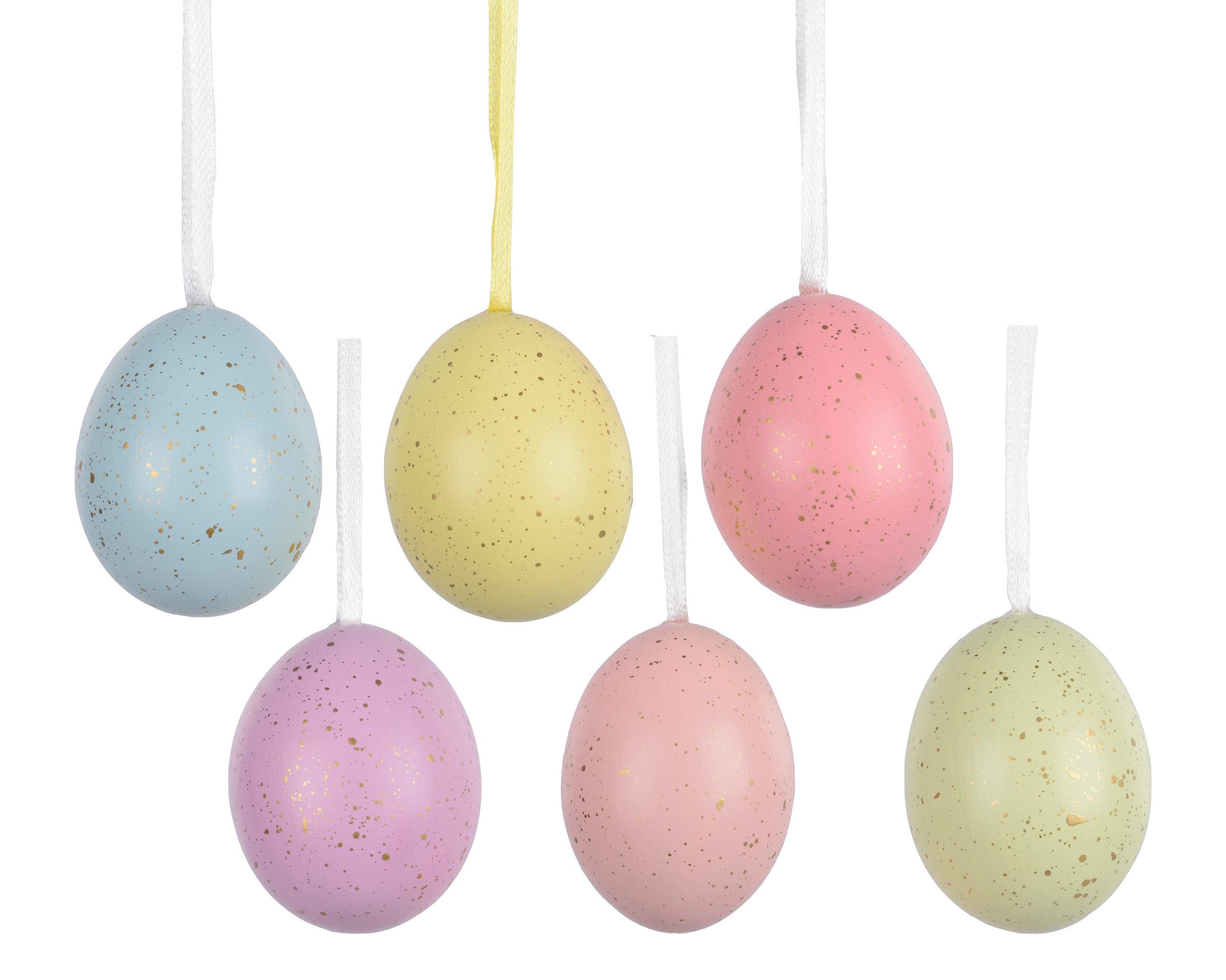 Decoris season decorations Osterei, Ostereier zum Aufhängen 4x6cm mit Sprenkeln 6er Box Pastell