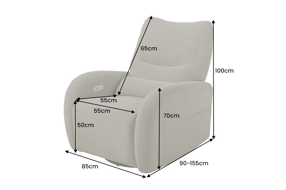 riess-ambiente Relaxsessel PRIORITY grün/schwarz - Strukturstoff, Metall, Relaxfunktion, Kissen (Einzelartikel, 1-St), Kinosessel 360° drehbar & USB-Anschluss - ideal für Wohnzimmer