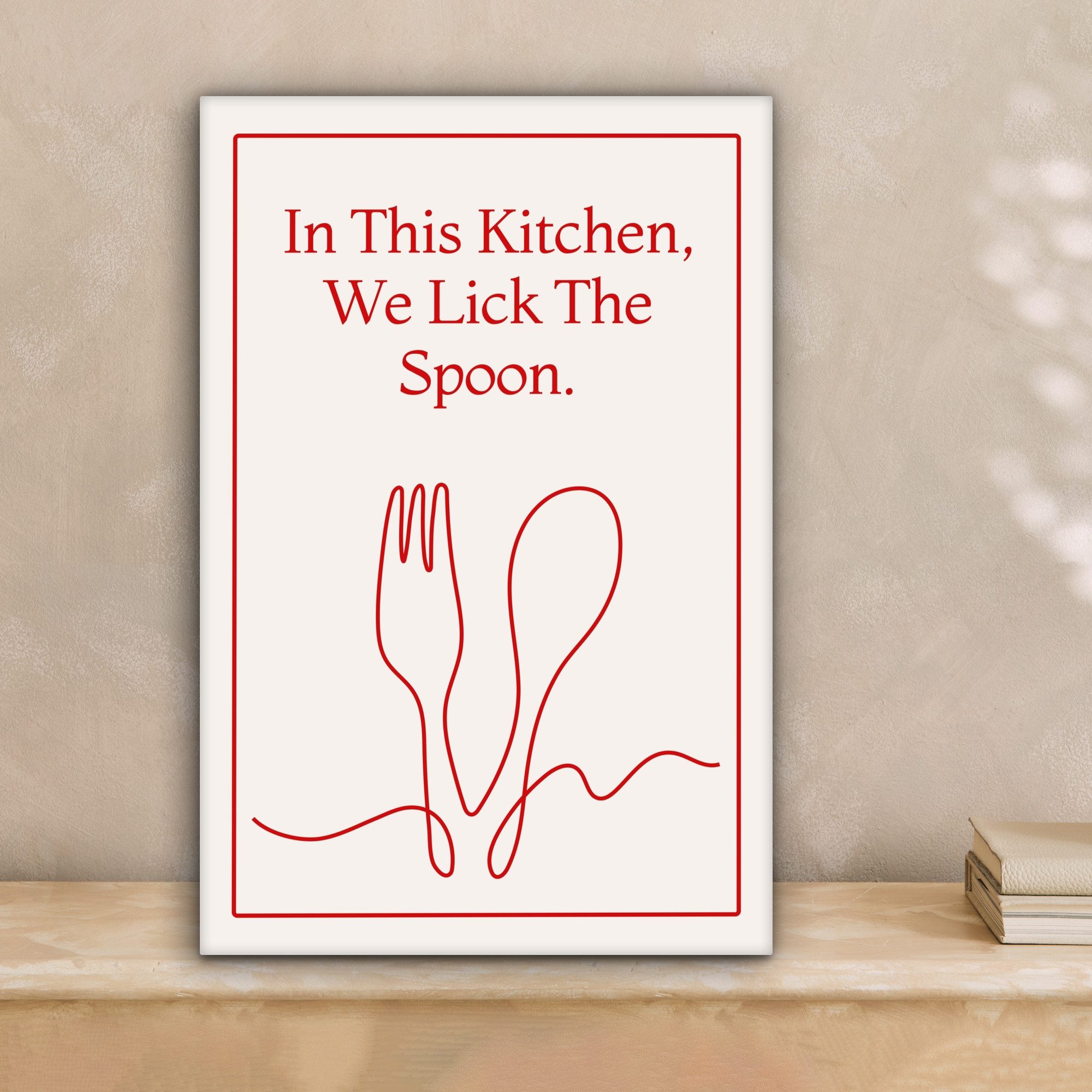 OneMillionCanvasses® Leinwandbild Minimalistisch - Gabel - Löffel - Strichzeichnung, Fotodruck (1 St), Leinwand Canvas Wandbild, Wanddekoration 20x30 cm