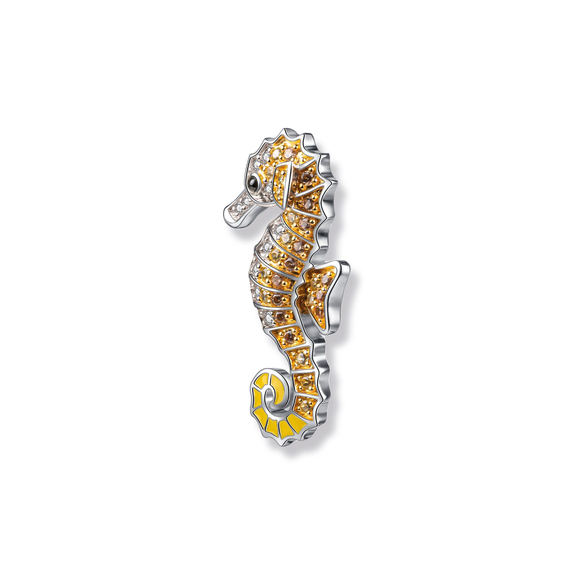 Seinerzeit FLORA & FAUNA Kettenanhänger Mia Seepferdchen Anhänger, Schmuck aus 925 Sterling Silber (Von der faszinierenden Welt der Ozeane und der maritimen Schönheit des Meeres inspirierter Damenschmuck – ein besonderer Begleiter im Alltag und zu besonderen Anlässen, 1-tlg., inkl. Geschenkverpackung für Frauen ob Freundin, Mutter, Ehefrau, Oma), rhodiniert, geschwärzt, mit Emaille und Zirkonia-Steinen