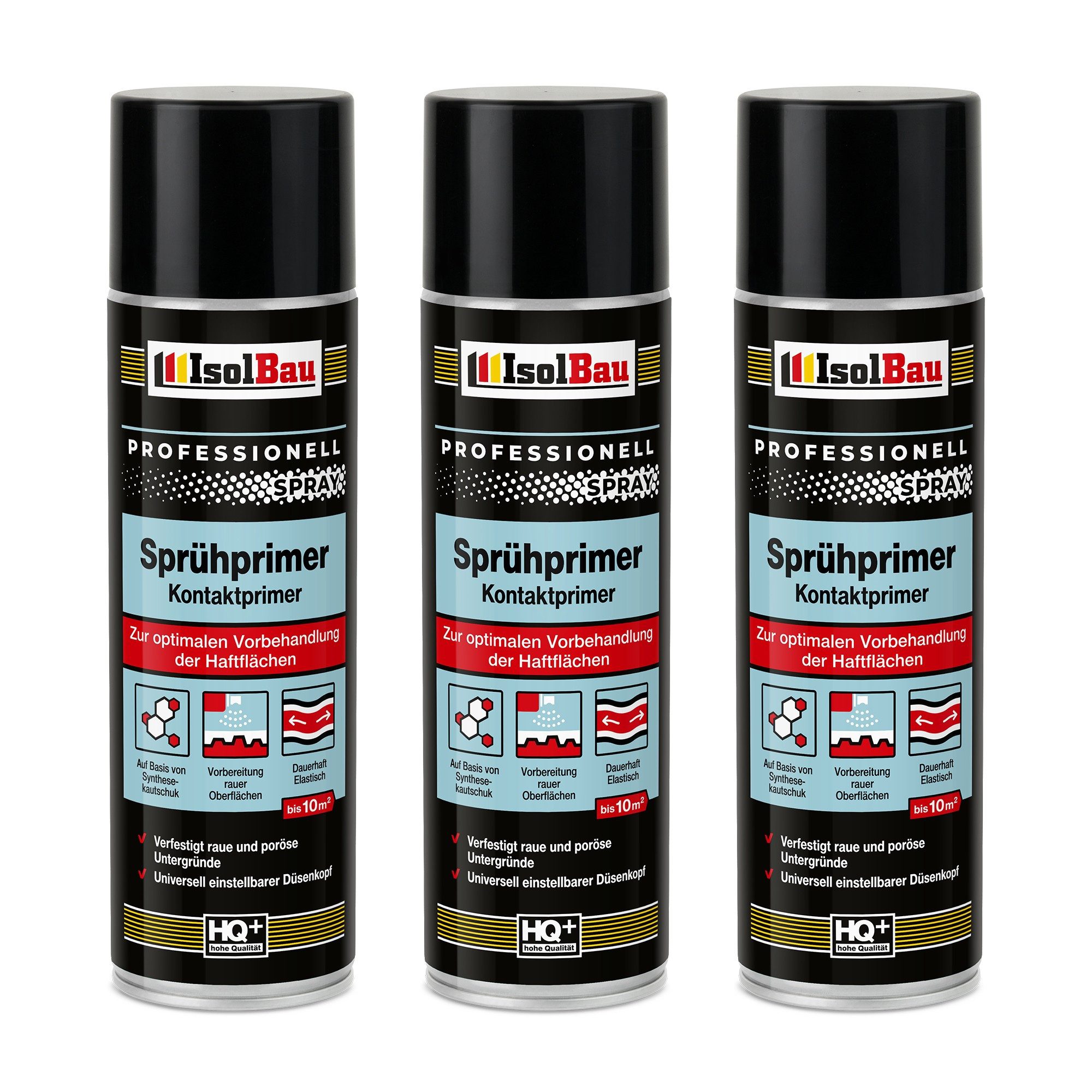 None Grundierfarbe Sprühprimer 3 x 500ml Grundierung Haftgrund Haftvermittler für Glas, Beton Porenbeton Ziegel, Putz Metall, Holz Spanplatten Glas PVC PE PP