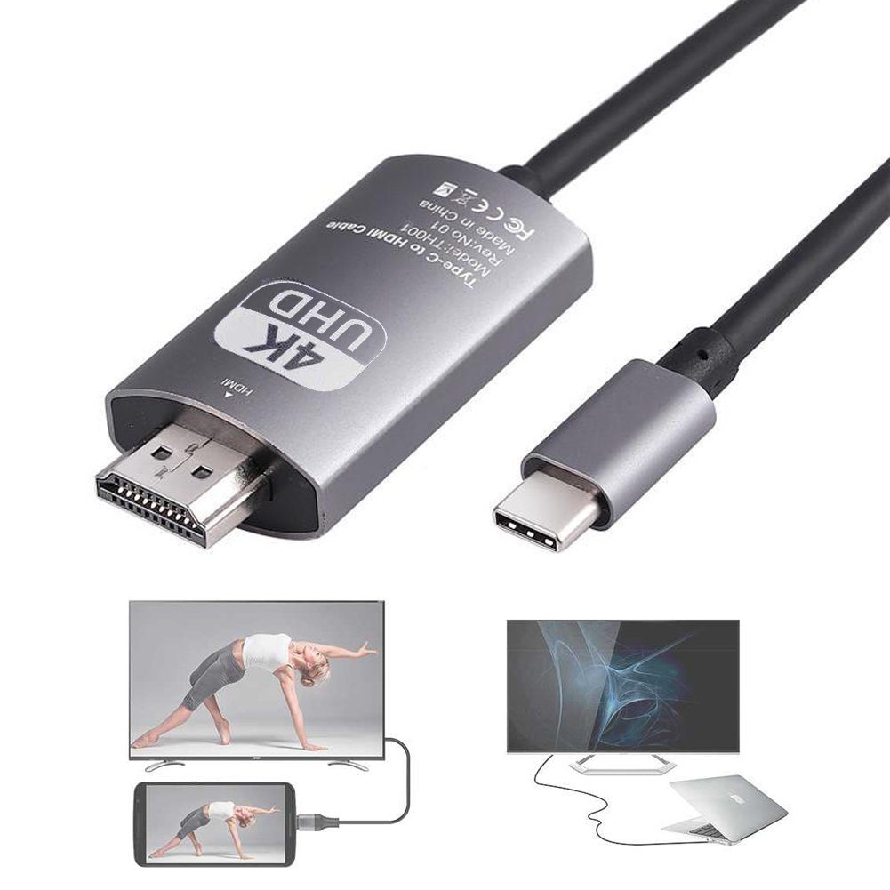 Bolwins A77C USB C auf HDMI Kabel Adapter 1,8m TV Projektor Monitor USB Typ C HDMI-Kabel, USB-C, HDMI (180 cm), USB-C auf HDMI Audio- und Videoübertragung 4K Ultra HD Auflösung