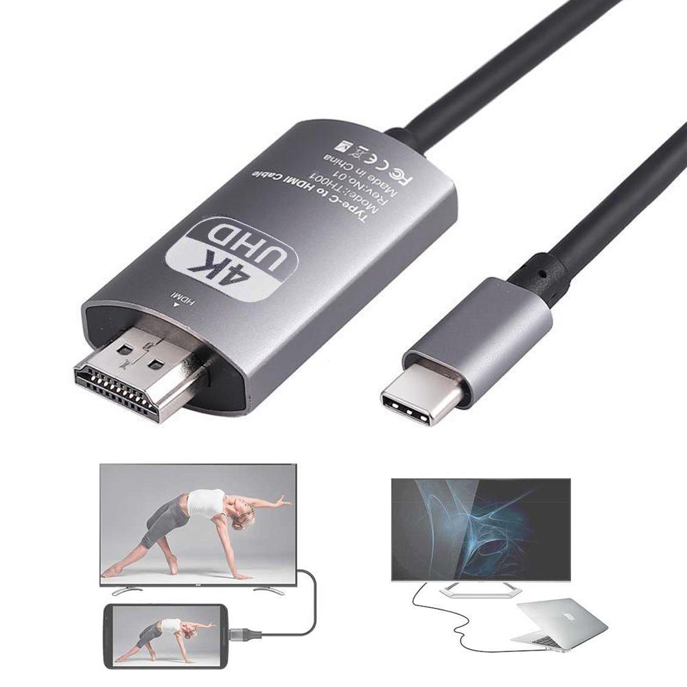Bolwins A77C USB C auf (180 1,8m Adapter HDMI HDMI-Kabel, C Typ cm) Monitor Kabel USB TV Projektor