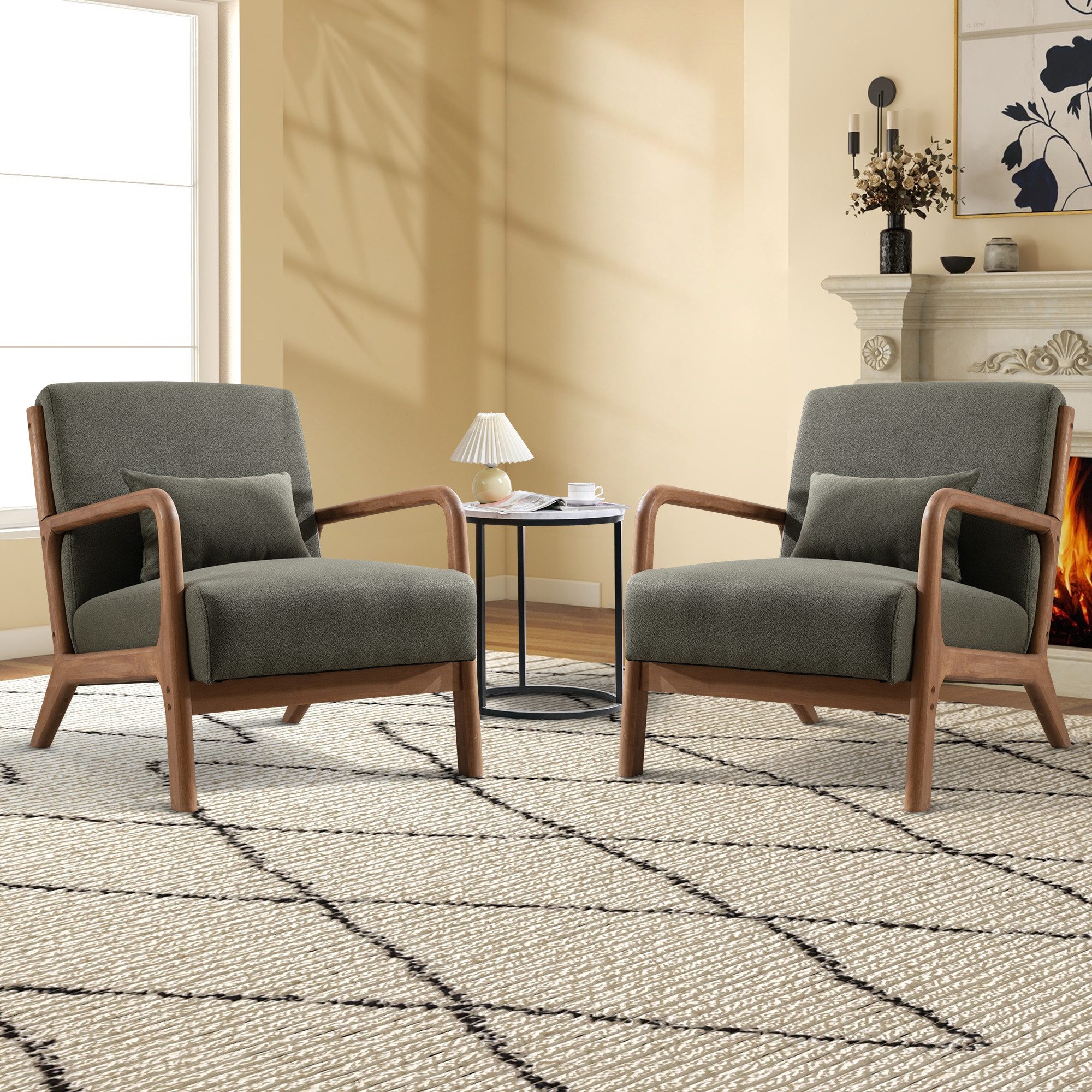 Bonzy Home Loungesessel Sessel mit Kissen&Armlehnen, Relaxsessel 150kg belastbar,Einzelsessel (2-St), Ergonomischer Sessel mit Kissen, Einzelsessel für Wohnzimmer