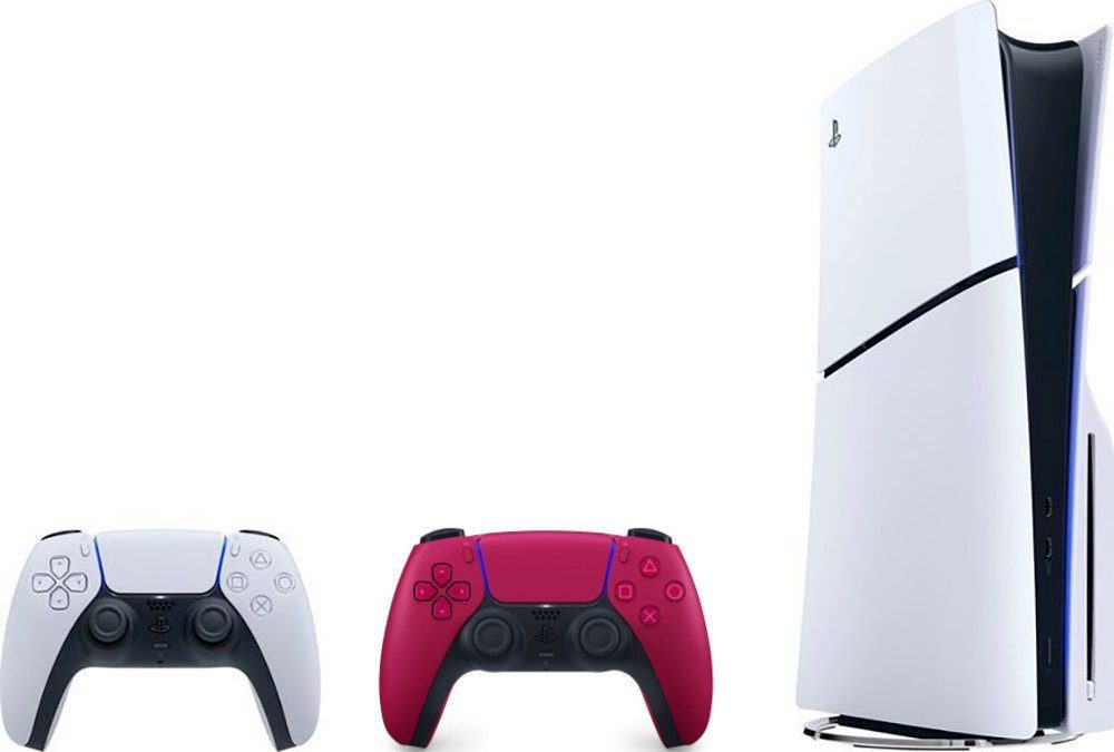 Playstation PS5 Disk Slim E-Chassis + 2. Con Cosmic Red 1TB (Konsolen-Bundle), 4K UHD Gaming, Schnelle Ladezeiten, VR-Unterstützung