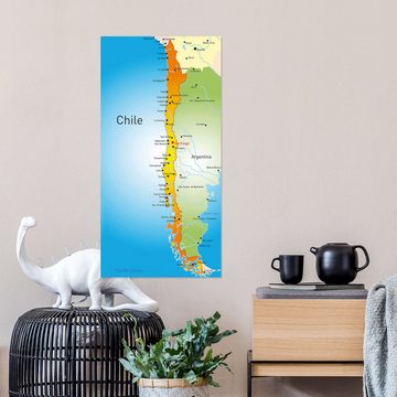 Posterlounge Wandfolie Editors Choice, Chile - Landkarte, Illustration