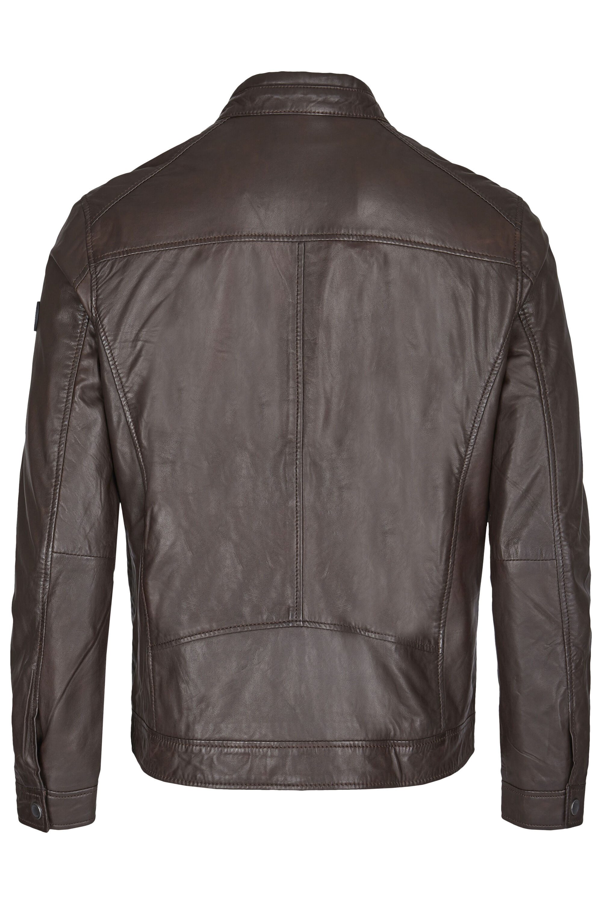 bugatti Lederjacke BUDANILO (1-St) mit Reißverschlüssen und Druckknopfriegeln