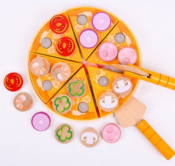 CoolBlauza Spiellebensmittel Pizza Spielzeug, Lernspielzeug, Holz Pizza Simulation, (22-tlg., DIY Holzspielzeug Rollenspielzeug), für Kinder ab 3 Jahren