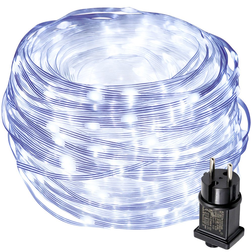 LMaxhome LED-Lichterkette 10-100M Lichterschlauch Weihnachten Party Beleuchtung Speicherfunktion, 100-800LEDs, 8 Modi, Wasserdichte Weihnachtsbeleuchtung Außen Garten