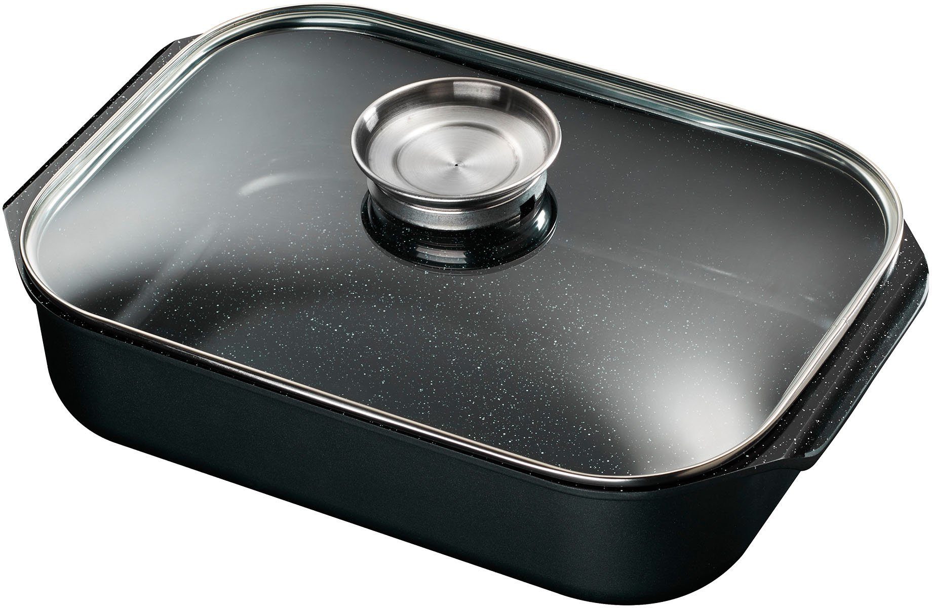 KING Pfannen-Set Square, Aluminiumguss (Set, 7-tlg., 1x Eckpfanne 28x28 cm, 1x Bräter 40x26 cm, 1x Messer-Set (5-teilig), Induktion, inkl. Messer-Set