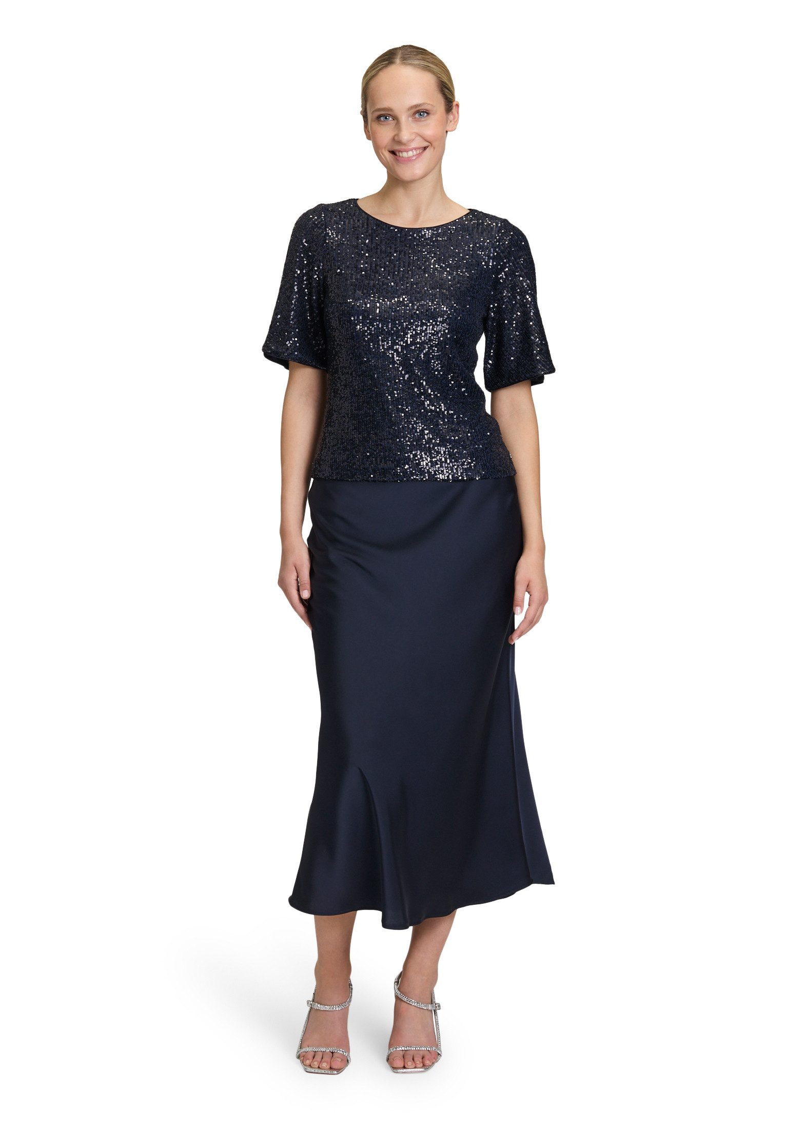 Vera Mont Kurzarmshirt Damen mit Flügelärmeln (1-tlg) Pailletten