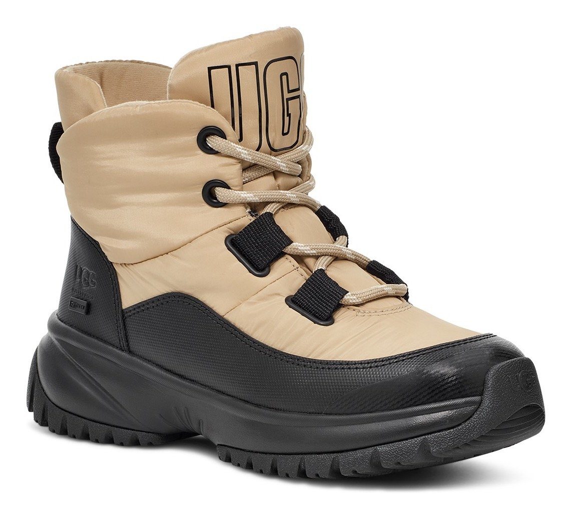 UGG Winterstiefel YOSE PUFFER LACE Snowboots mit Schnürung beige-schwarz