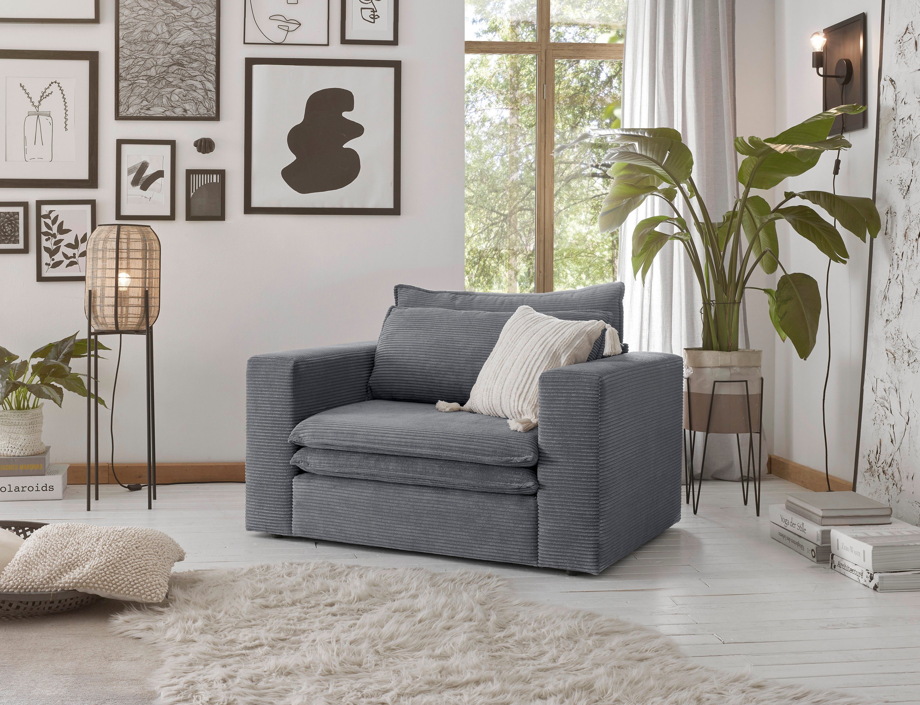 Style Loveseat of Places PIAGGE, Anthrazit Loveseat Cord, Hochwertiger trendiger