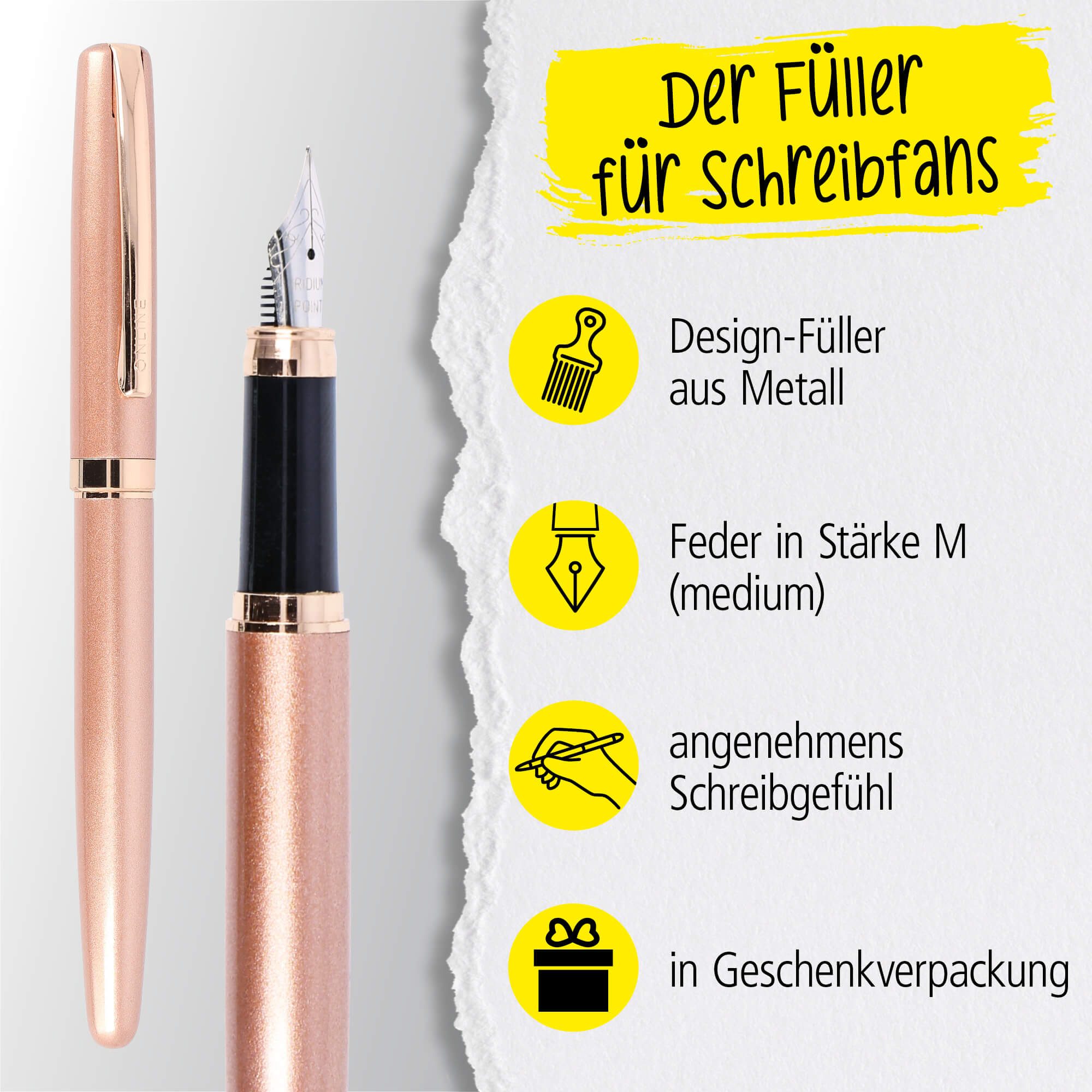 Online Pen Füller Eleganza Füllhalter, (aus Metall, inkl. Tintenpatrone, Federstärke medium), in Geschenkbox