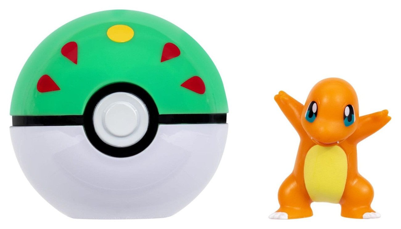 Jazwares Actionfigur Pokémon Clip 'n' Go Actionfigur Glumanda & Freundesball