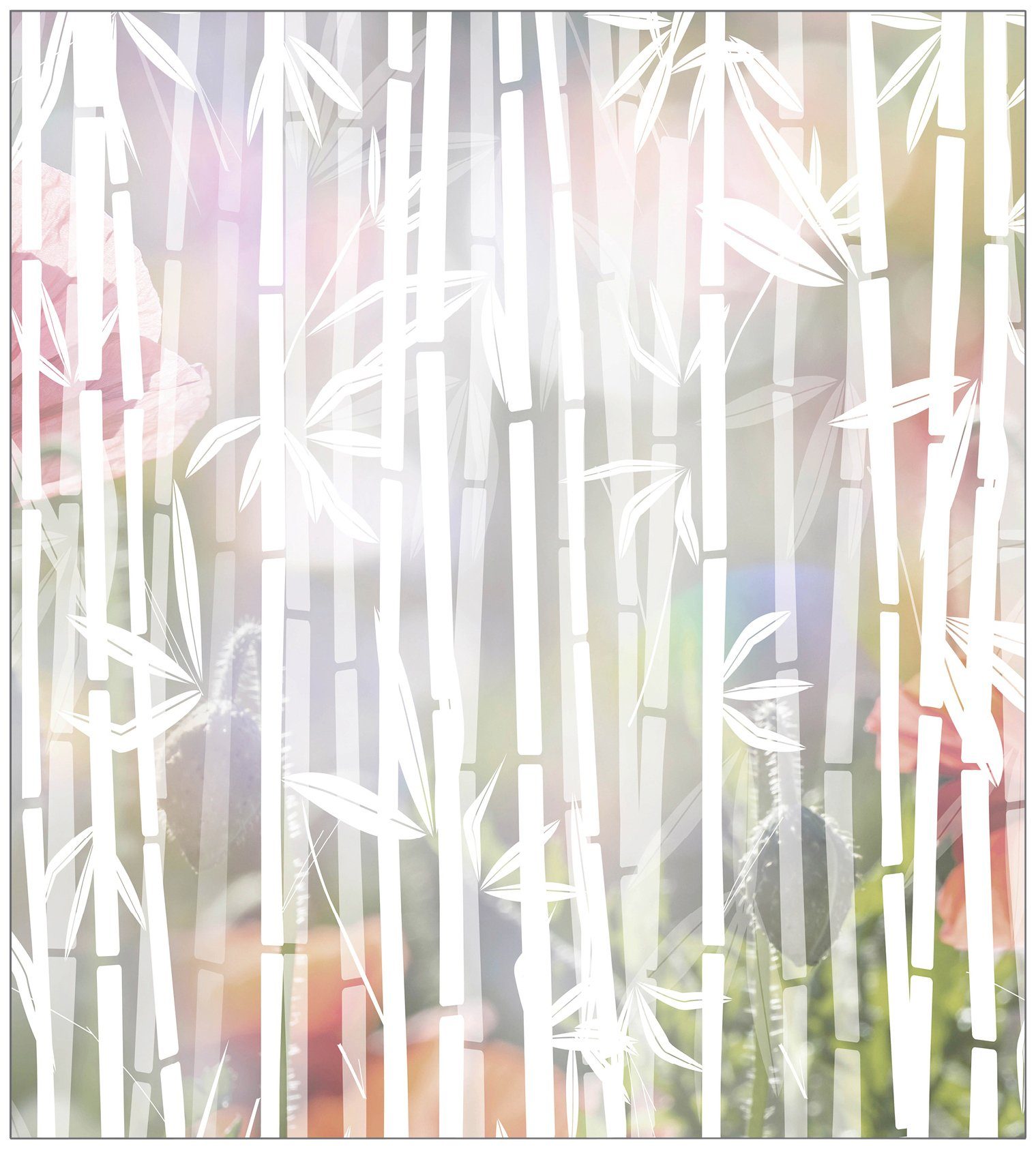 x Bamboo glatt, haftend 90 white, Fensterfolie halbtransparent, Look MySpotti, cm, 100 statisch