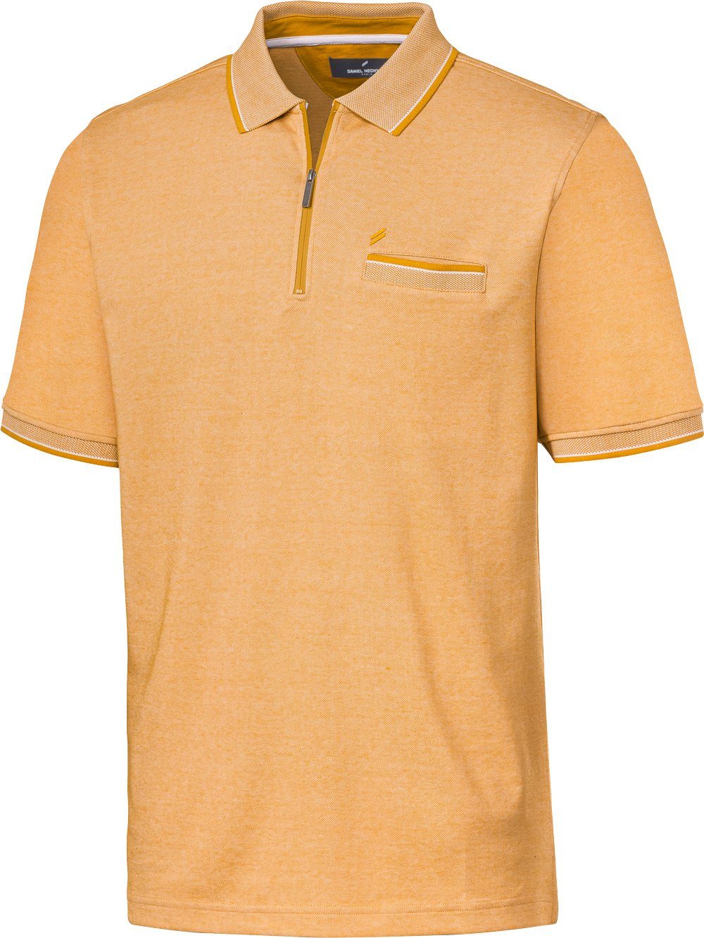 Daniel Hechter Poloshirt mit stimmigen Farbkontrasten und sportlichem Polo-Zipper bis zum Hals gelb