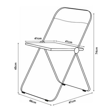 en.casa Klappstuhl (2 St), »Pornainen« Transparent Stuhl im 2er Set 74x46x47cm Hellblau