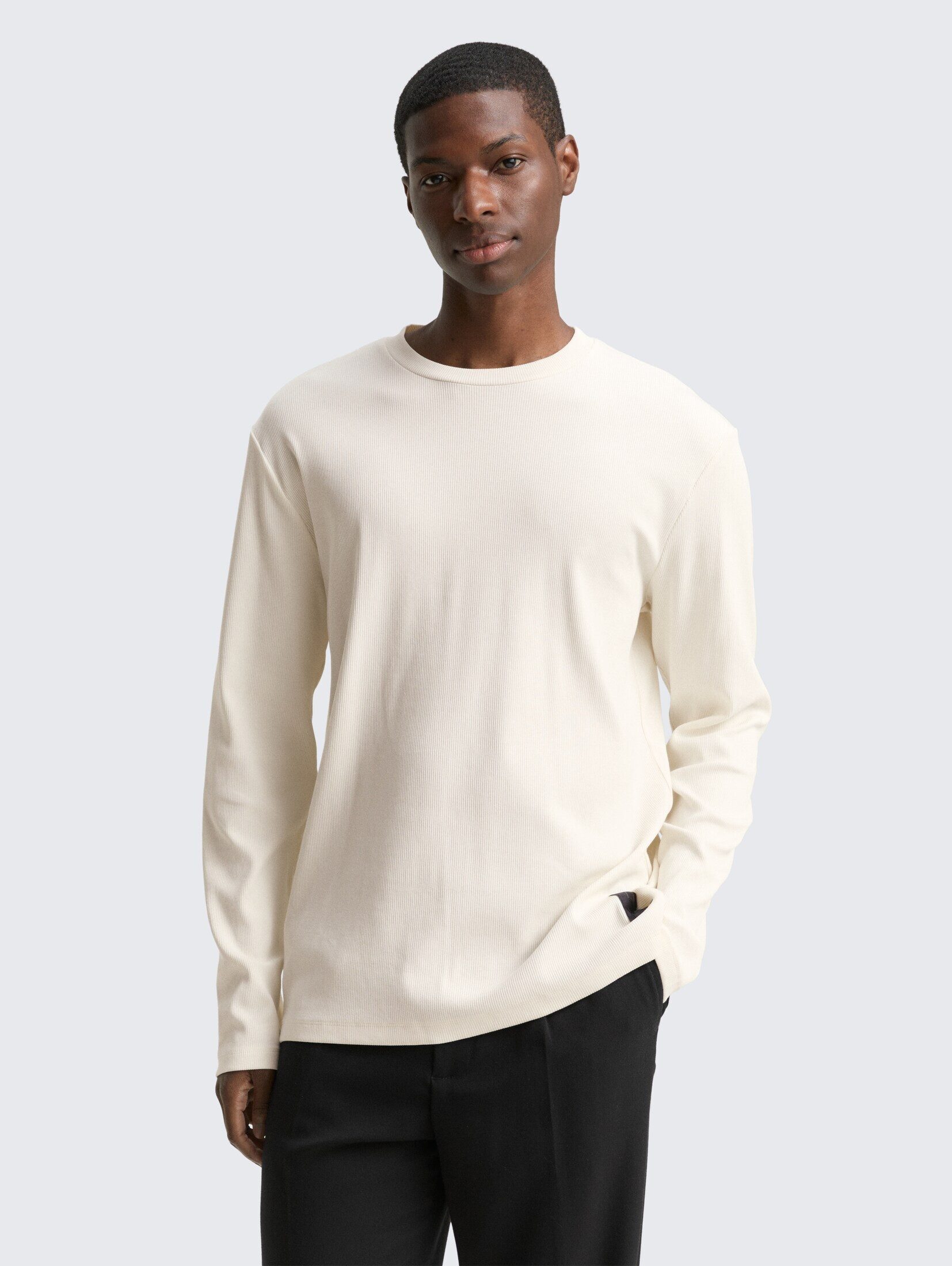 TOM TAILOR Denim Langarmshirt T-Shirt Langarmshirt mit Rippstruktur