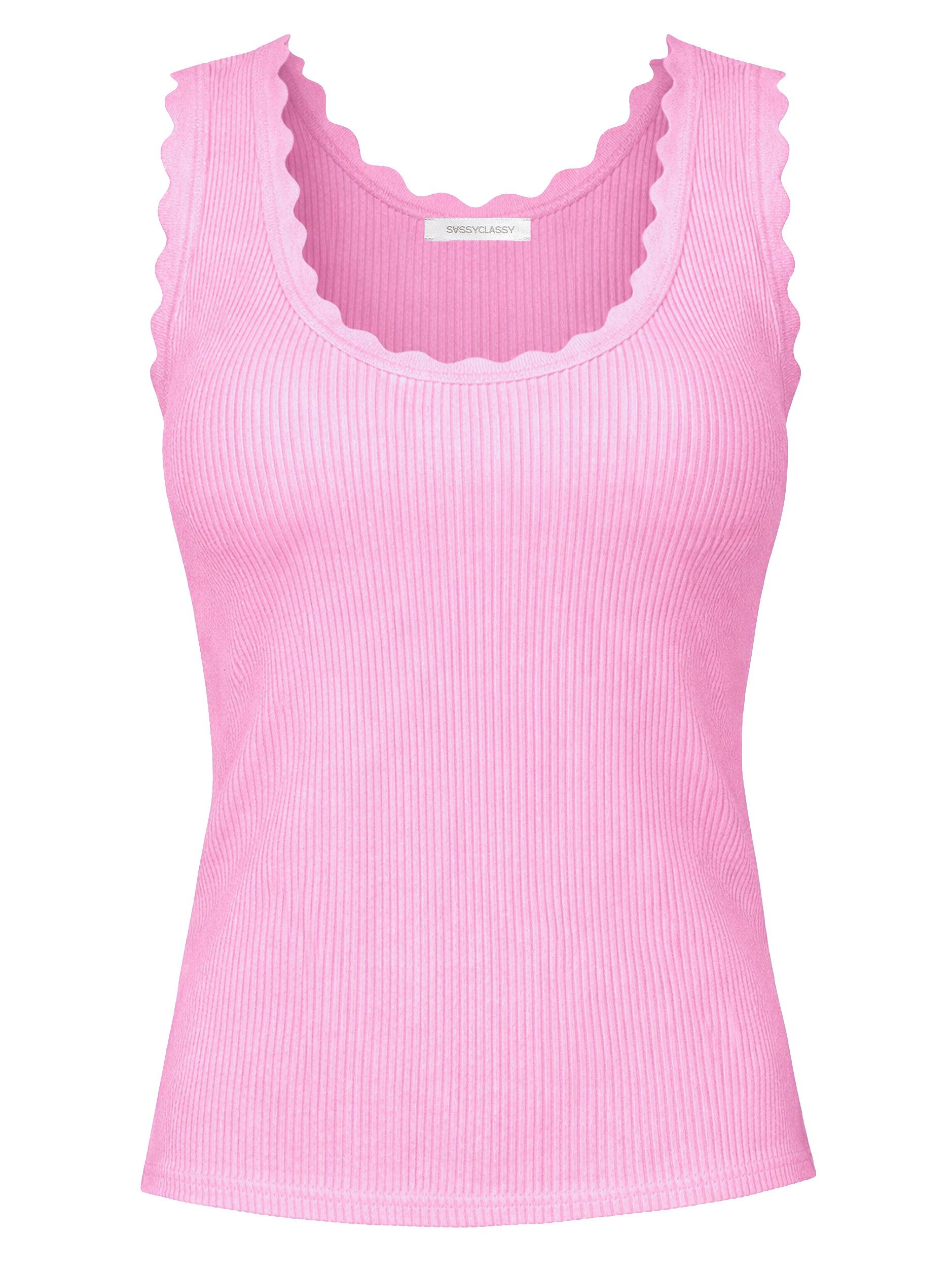 SASSYCLASSY T-Shirt Tank Top mit Bogenkante für Damen Rippstrick Top mit br günstig online kaufen