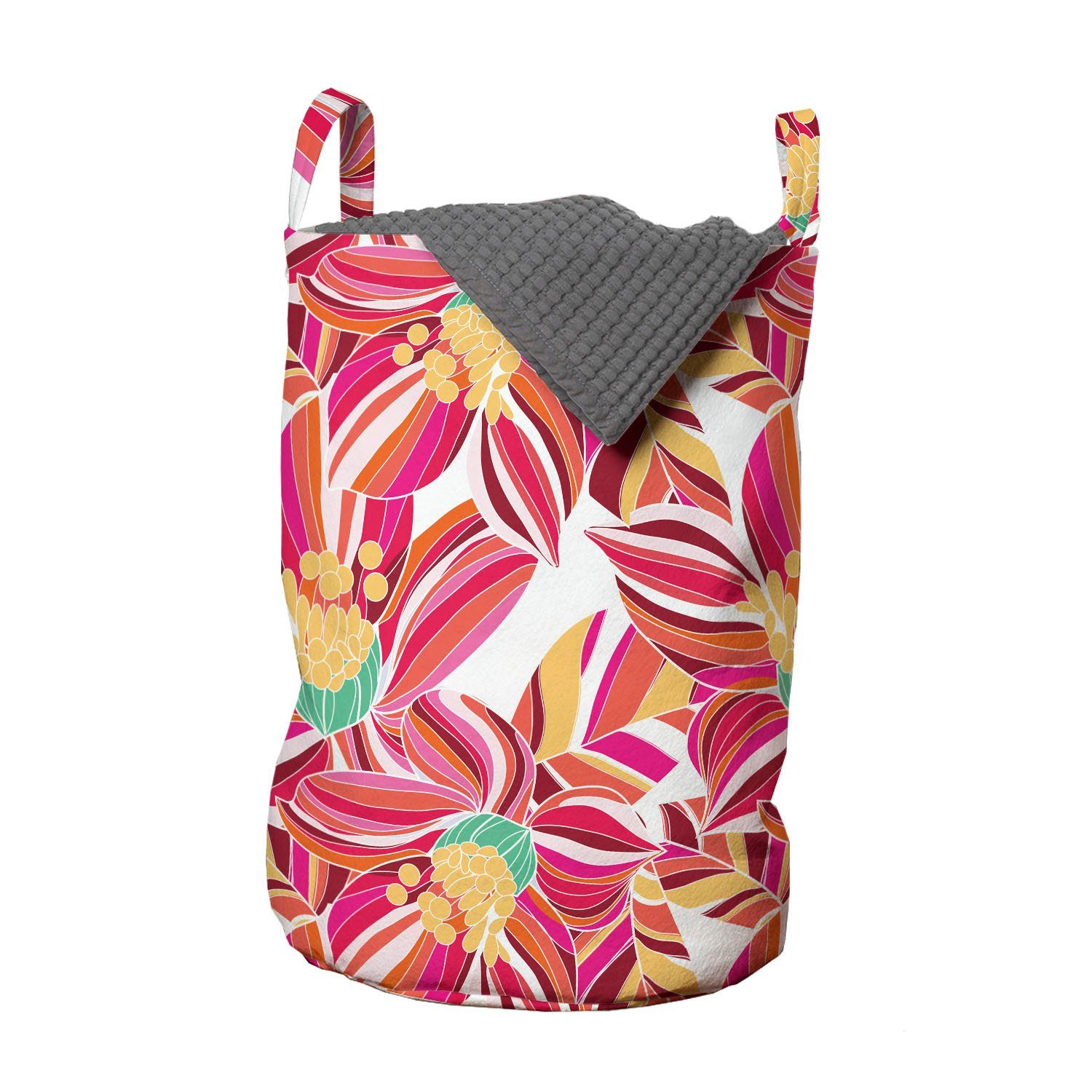 Abakuhaus Wäschesäckchen Wäschekorb mit Griffen Kordelzugverschluss für Waschsalons, Blumen Abstrakte Frühlings-Blüten