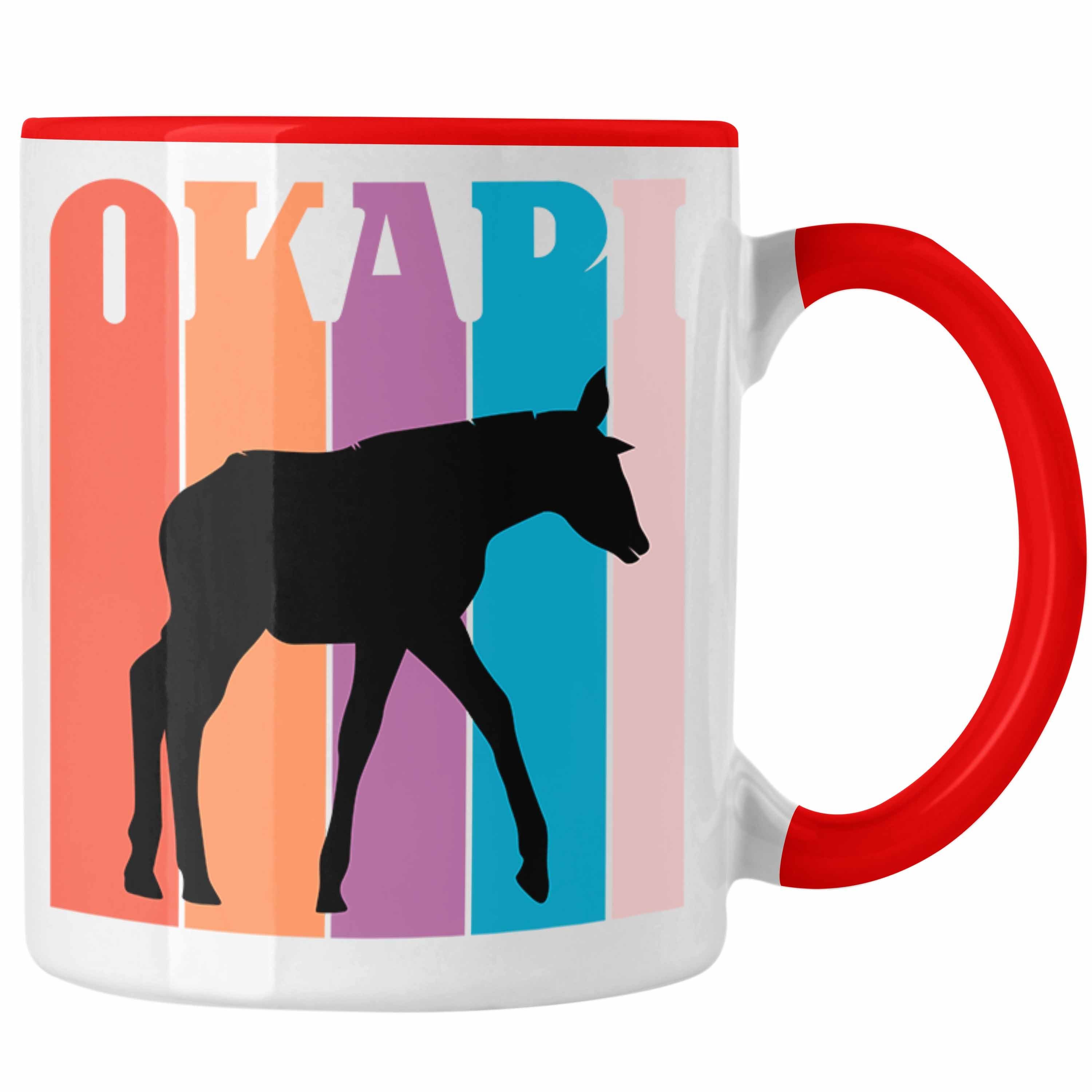 Trendation Tasse Lustige Okapi Tasse Geschenk für Okapi Liebhaber Grafik Rot