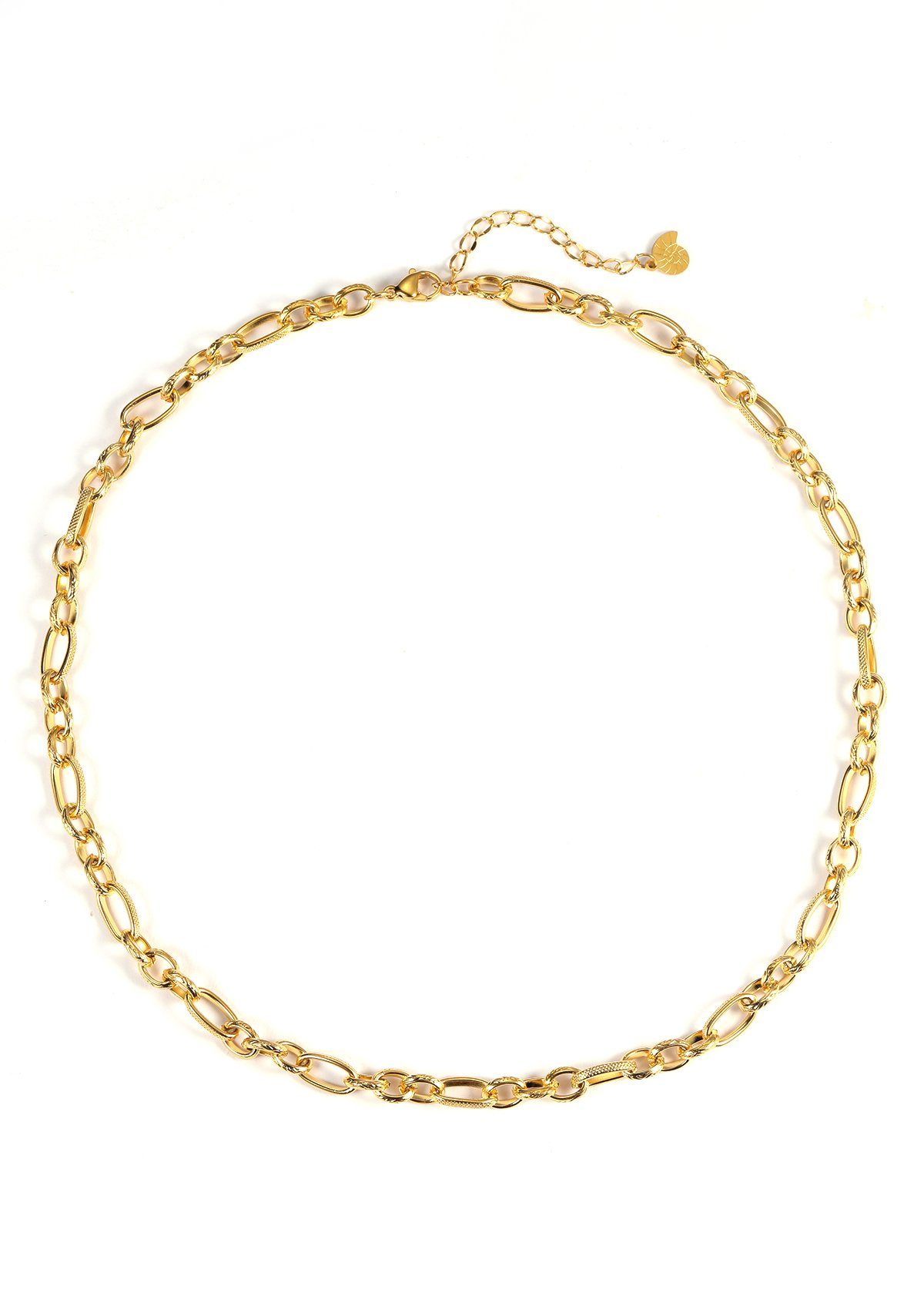 Hey Happiness Edelstahlkette Damen Figaro Glieder oval, 18K Roségold vergoldet, Edelstahl Halskette Figarokette massiv, wasserfest – Bild 5 von 5
