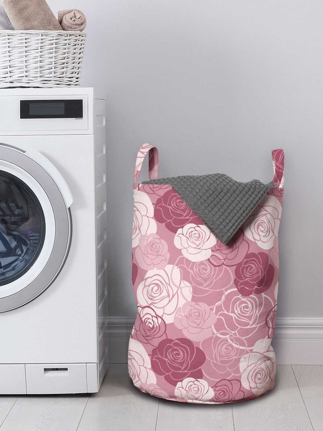 Abakuhaus Blumen Wäschesäckchen Waschsalons, Wäschekorb für Petal-Motiv mit Romantisches Kordelzugverschluss Rose Griffen