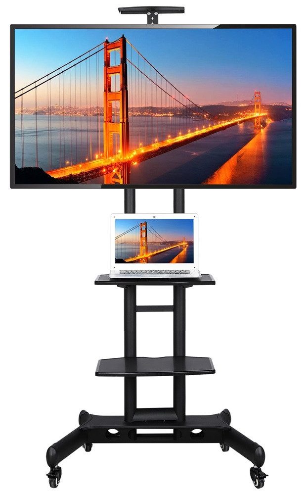 Yaheetech TV-Ständer, (bis 75,00 Zoll, Höhenverstellbarer Fernsehständer TV-Standfuß TV-Rack mit Tablett)