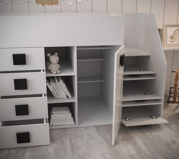 Unique Home Hochbett Kinderbett TOL 3LG, mit Schreibtisch, Schrank und Schubladen