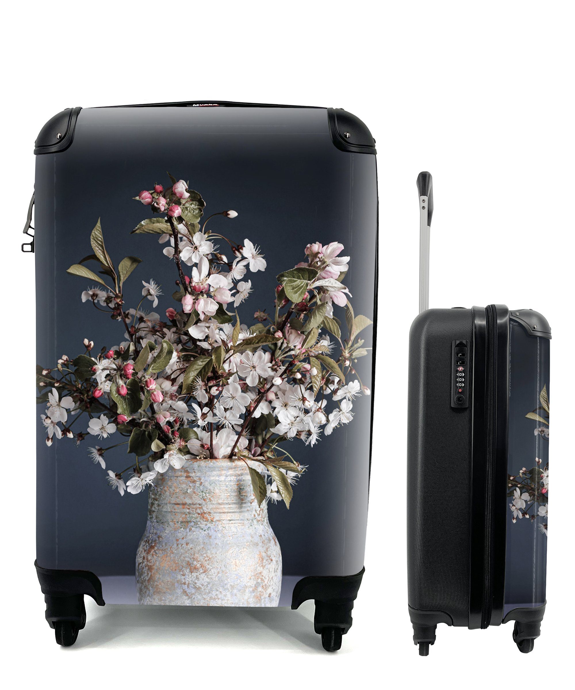 MuchoWow Handgepäckkoffer Blumenstrauß - Stilleben - Vase, 4 Rollen, Reisetasche mit rollen, Handgepäck für Ferien, Trolley, Reisekoffer