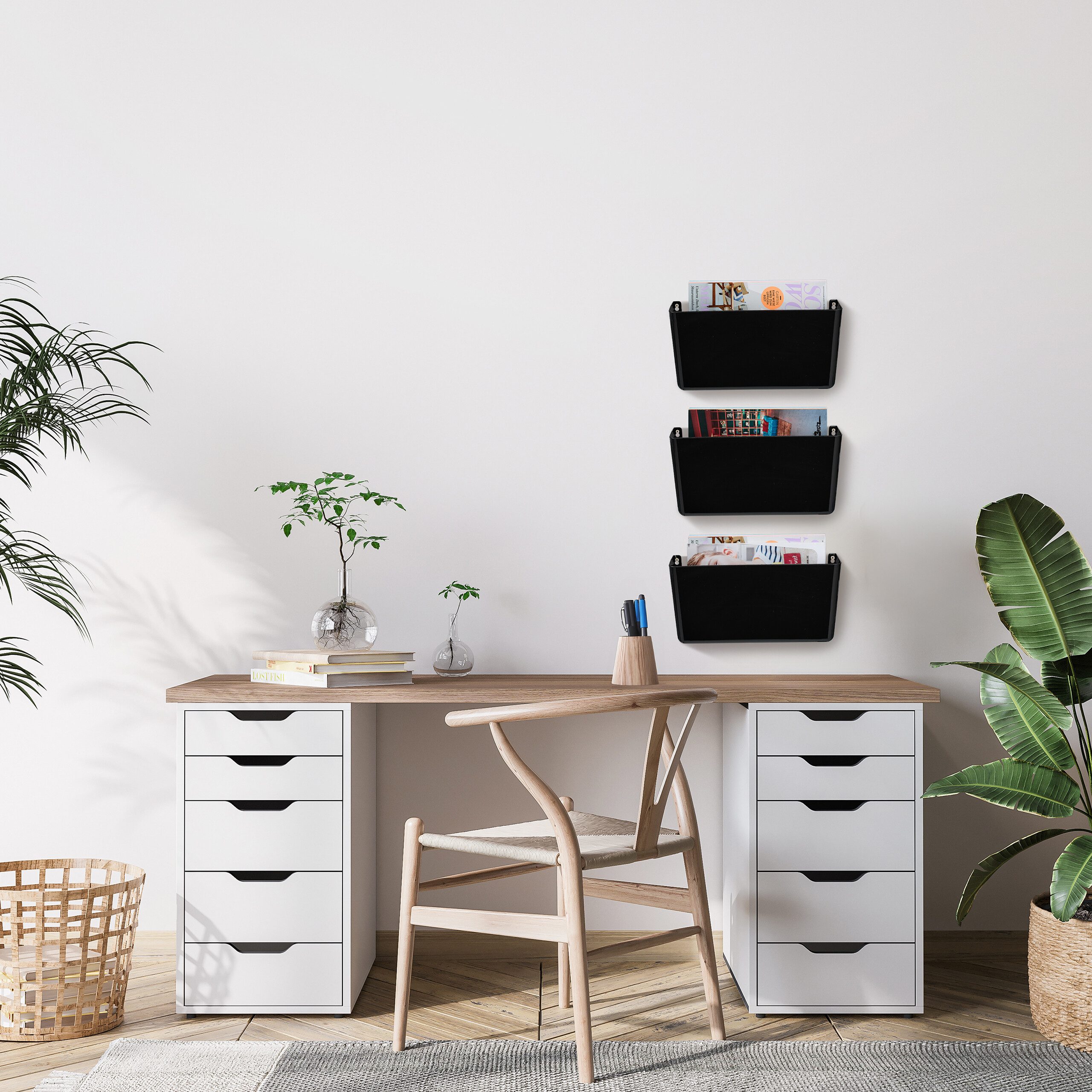 relaxdays Zeitungsständer Zeitschriftenhalter Wand 3er Set (3 St., 3er Set) – Bild 5 von 5