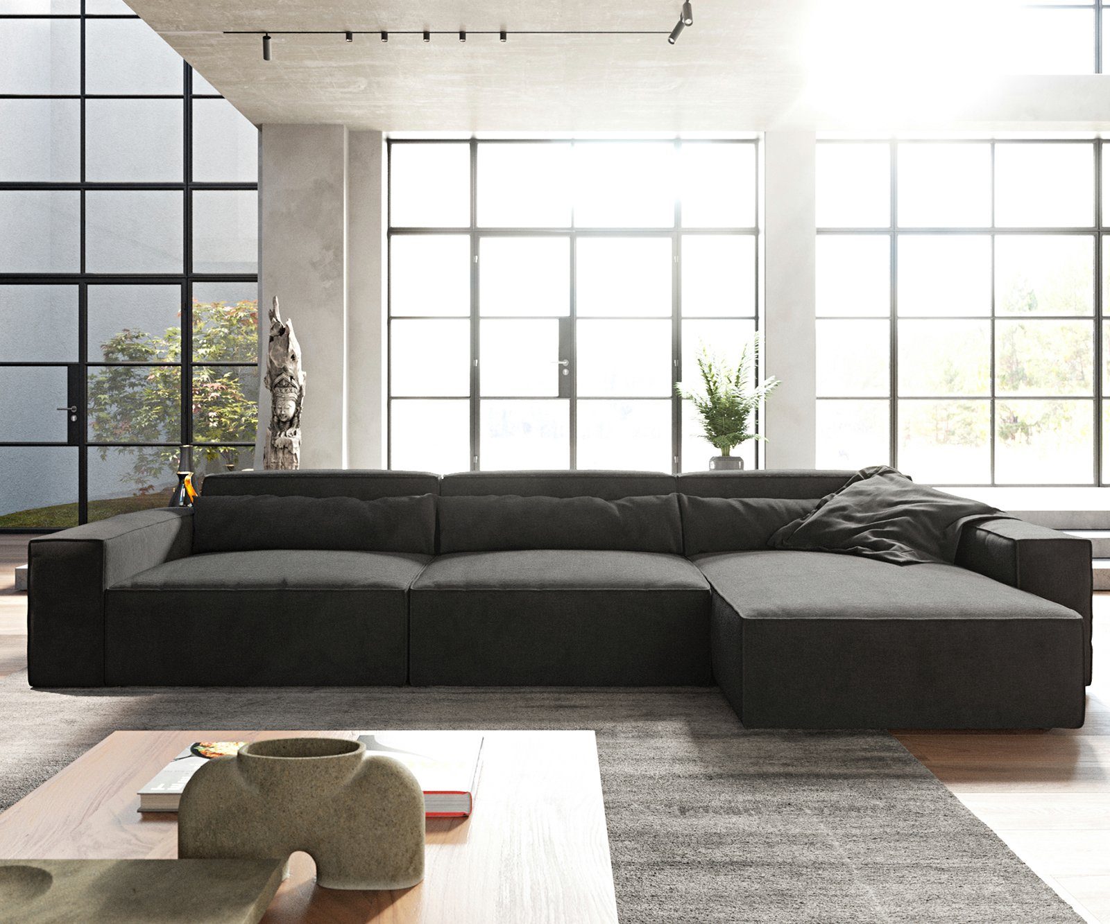 DELIFE Ecksofa Sirpio, XL Mikrofaser Schwarz günstig online kaufen