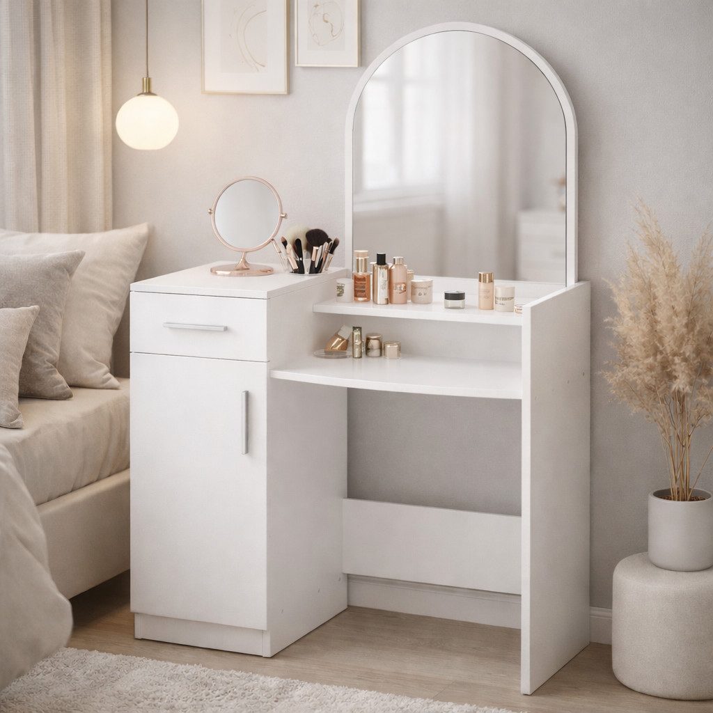 OTTO home Schminktisch Trympo 1, Kosmetiktisch, Frisiertisch, Schminkkommode, Toilettentisch, Schminktisch mit Spiegel und Stauraum (1 Schublade, 1 Tür)