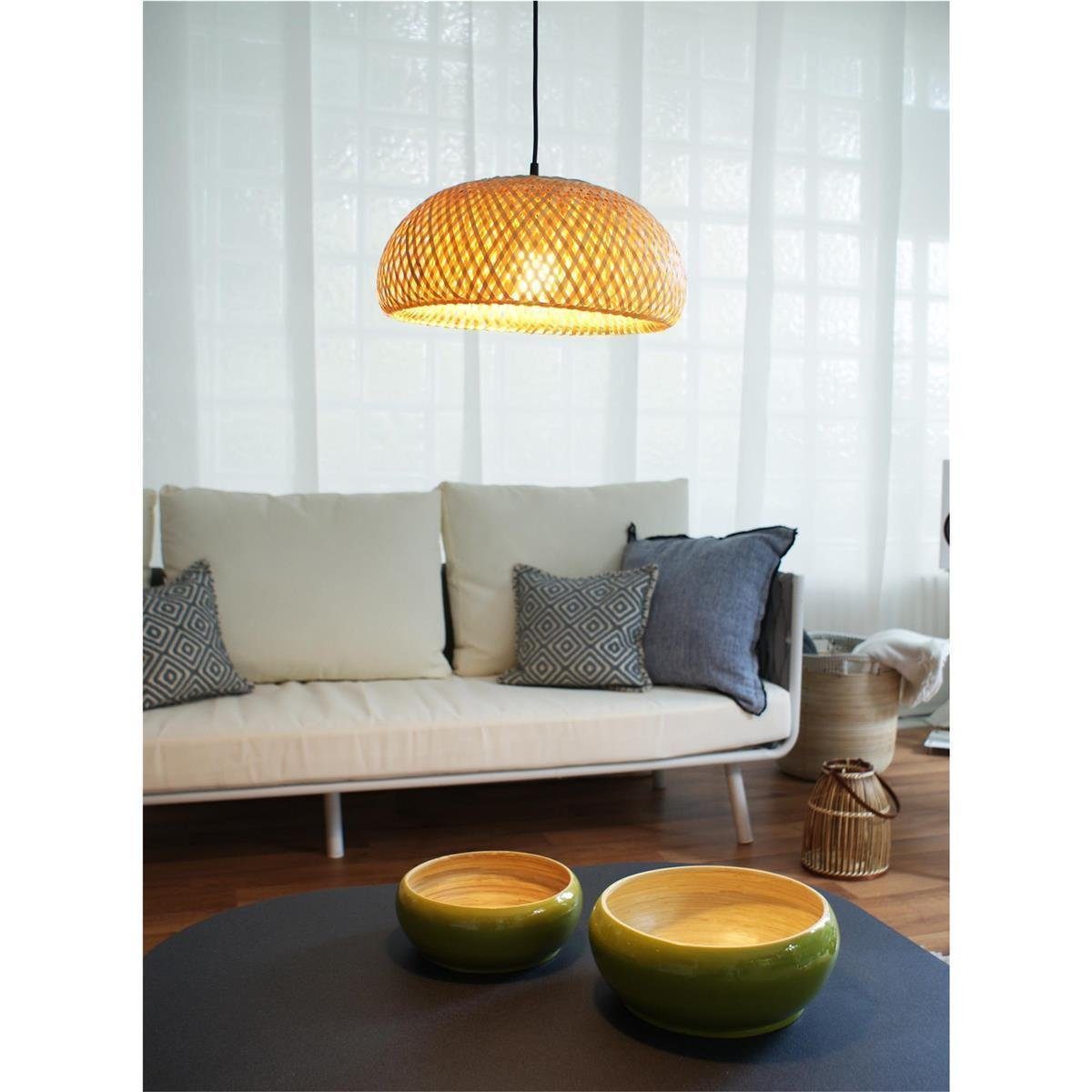 BOURGH Lampenschirm BOURGH Bambus Lampe GROSSETO Ø35cm mit Fassung E27 u. Kabel, Schöner Lichtwurf