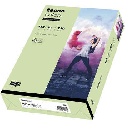 Inapa tecno Drucker- und Kopierpapier Rainbow / tecno Colors, Pastellfarben, Format DIN A4, 160 g/m², 250 Blatt