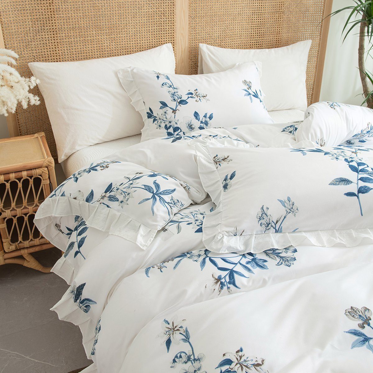 BYSURE Bettwäsche, Polyester, 3 teilig, Blumen-Bettbezug Set günstig online kaufen