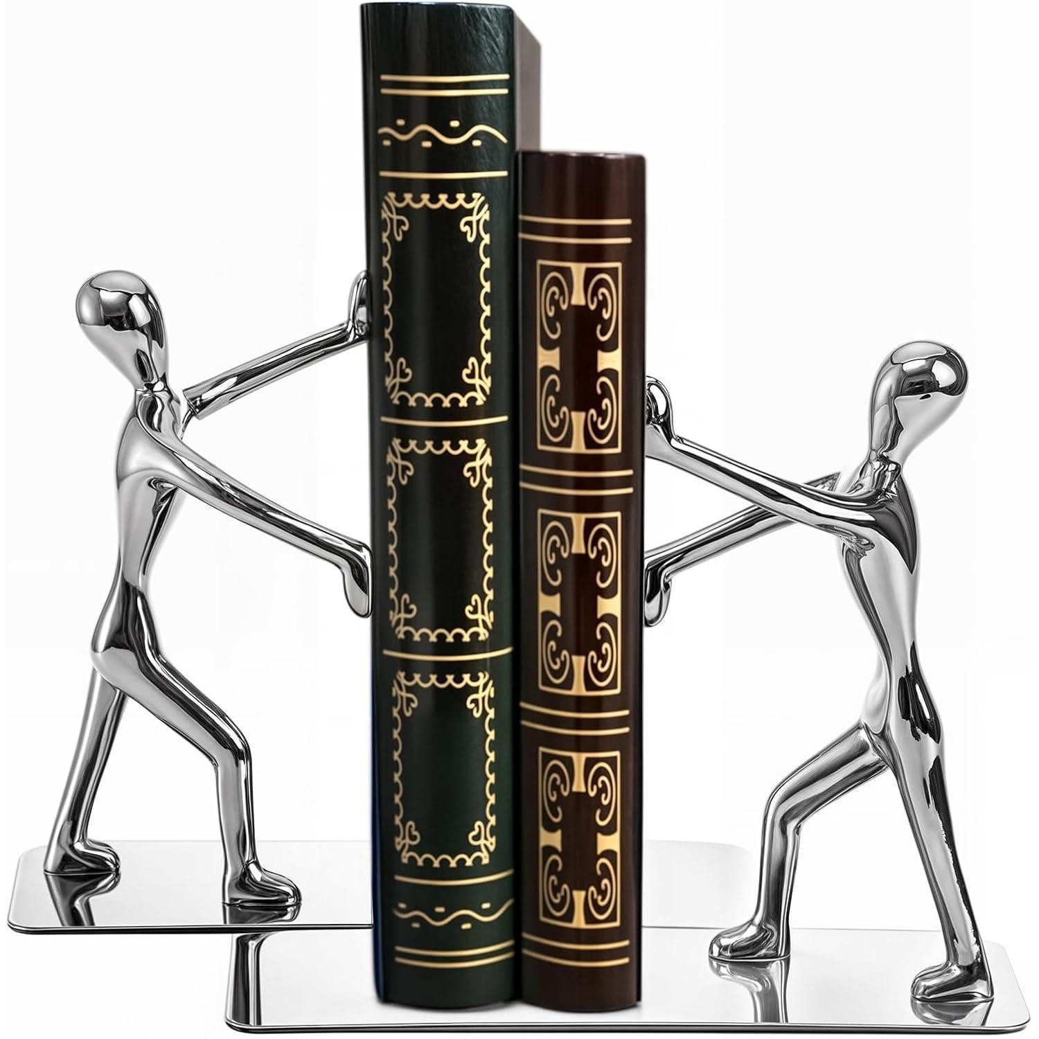 LuxusKollektion Buchstütze Подставки для книг Edelstahl Silber rutschfeste Metall Vintage Bookends