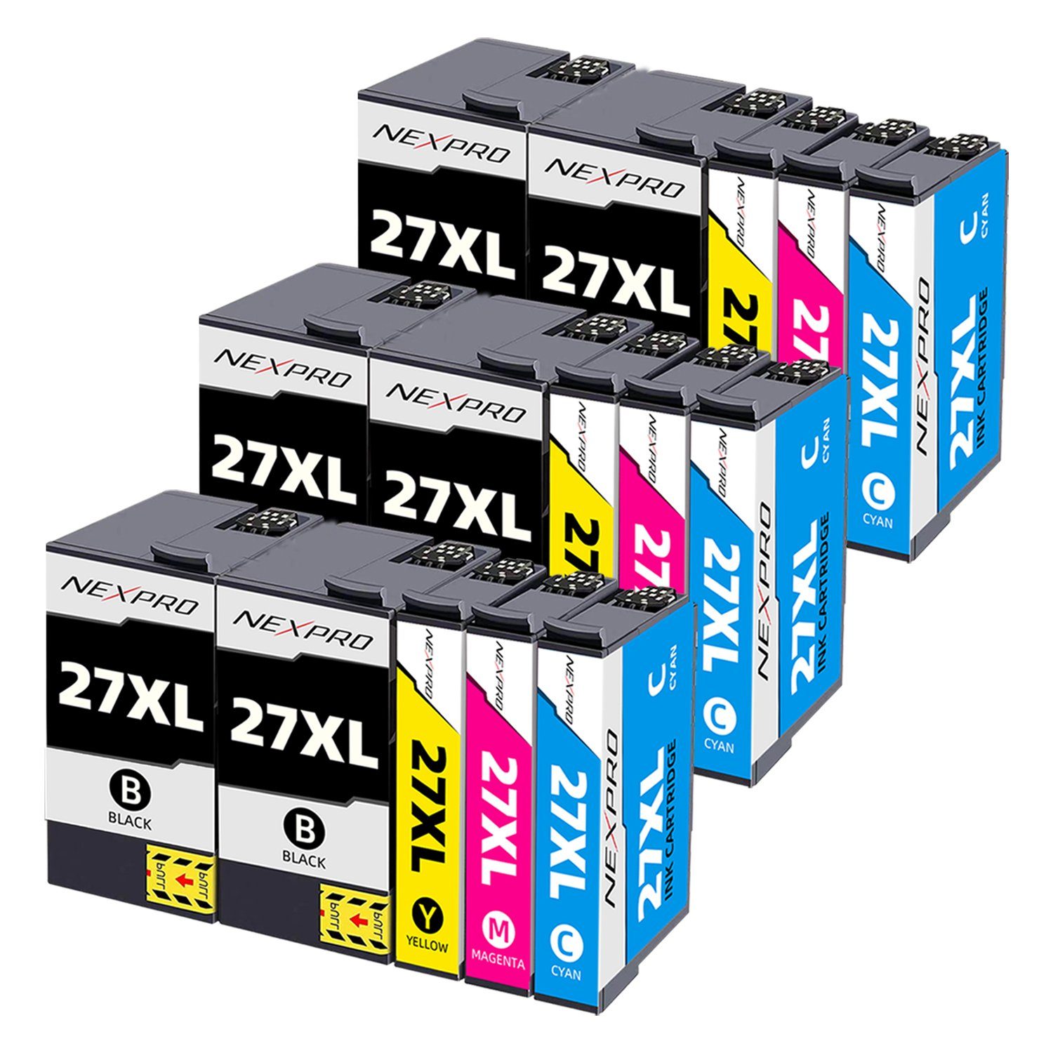 NEXPRO Epson 27 XL Druckerpatronen für WF3620DWF WF3640DTWF WF7110DTW, 15er Tintenpatrone (Packung, Epson 27 XL Druckerpatronen Multipack schwarz/magenta/cyan/yellow)