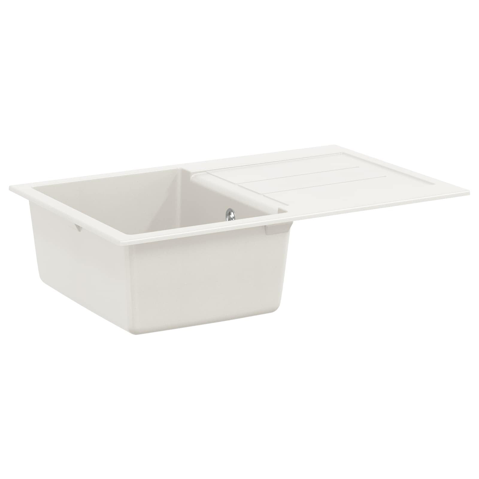 vidaXL Küchenspüle Weiß - 780 x 500 mm - klein Waschbecken Weiß 780x500 mm 80 Quarz und 2, 78/50 cm