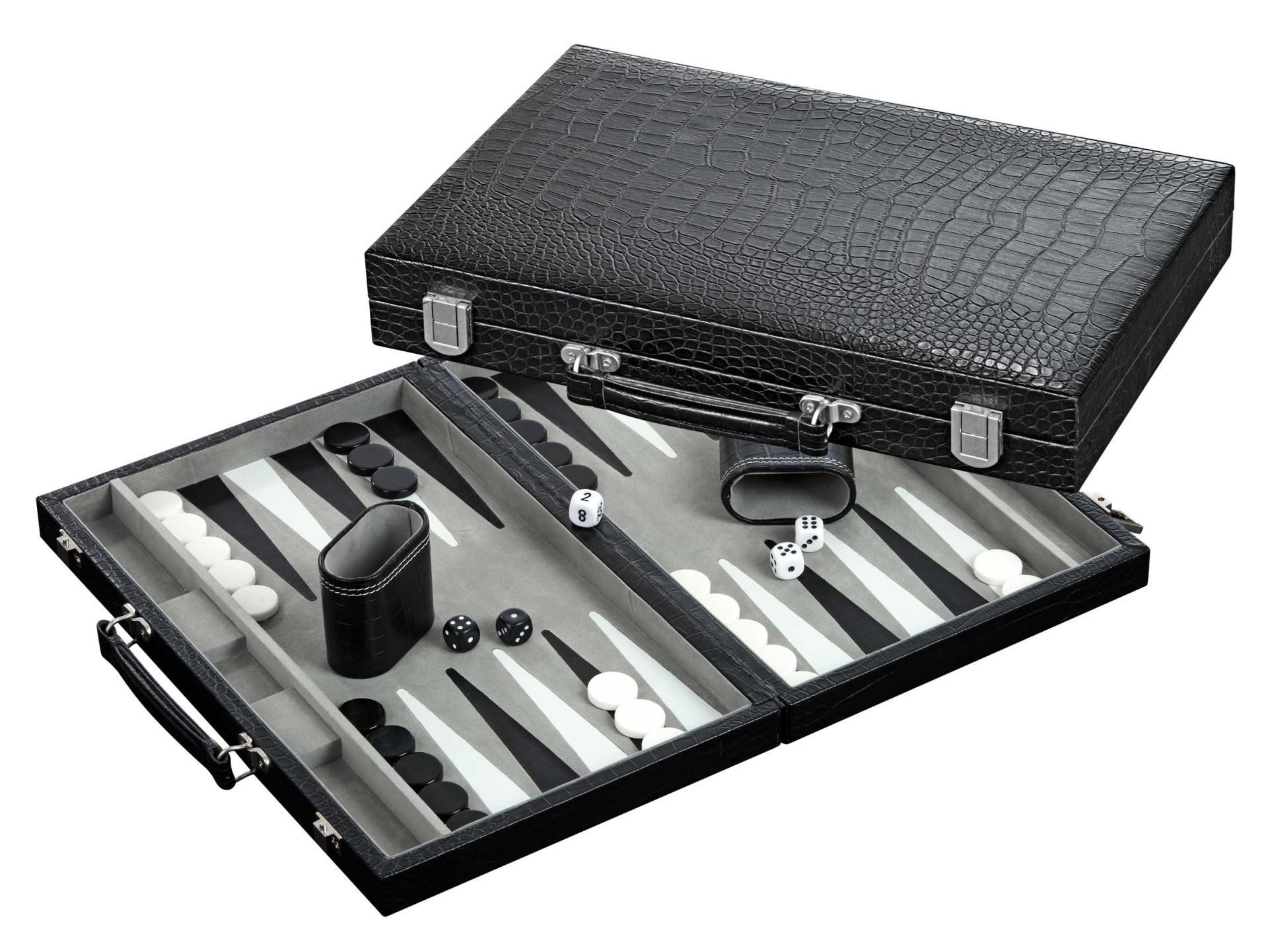 Philos Spiel Philos 1733 - Backgammon, grau, medium, Kunstleder