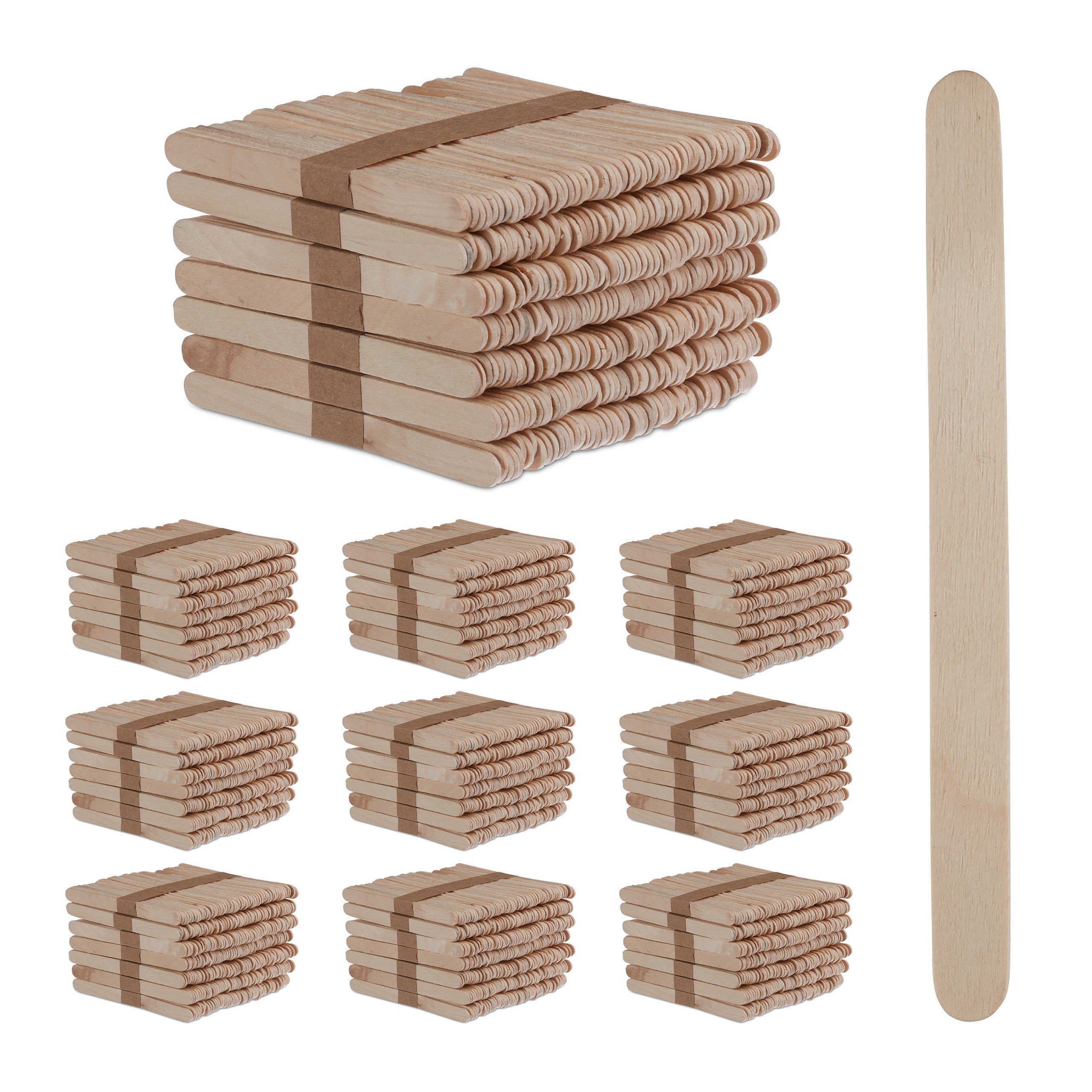 relaxdays Rührstab 5000 x Eisstiele aus Holz, L: 11.5 cm
