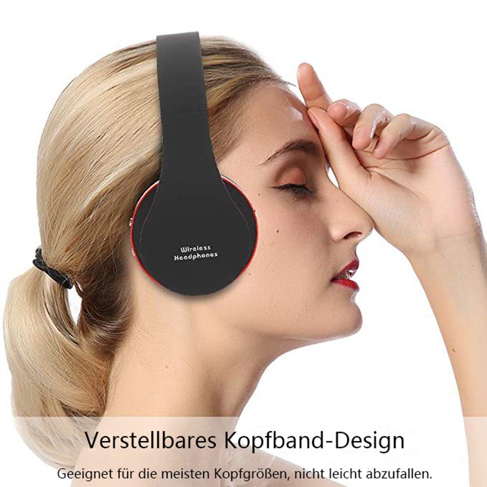 GelldG Bluetooth Over HiFi Kabellose Stereo Kopfhörer, Kopfhörer schwarz Bluetooth-Kopfhörer Ear