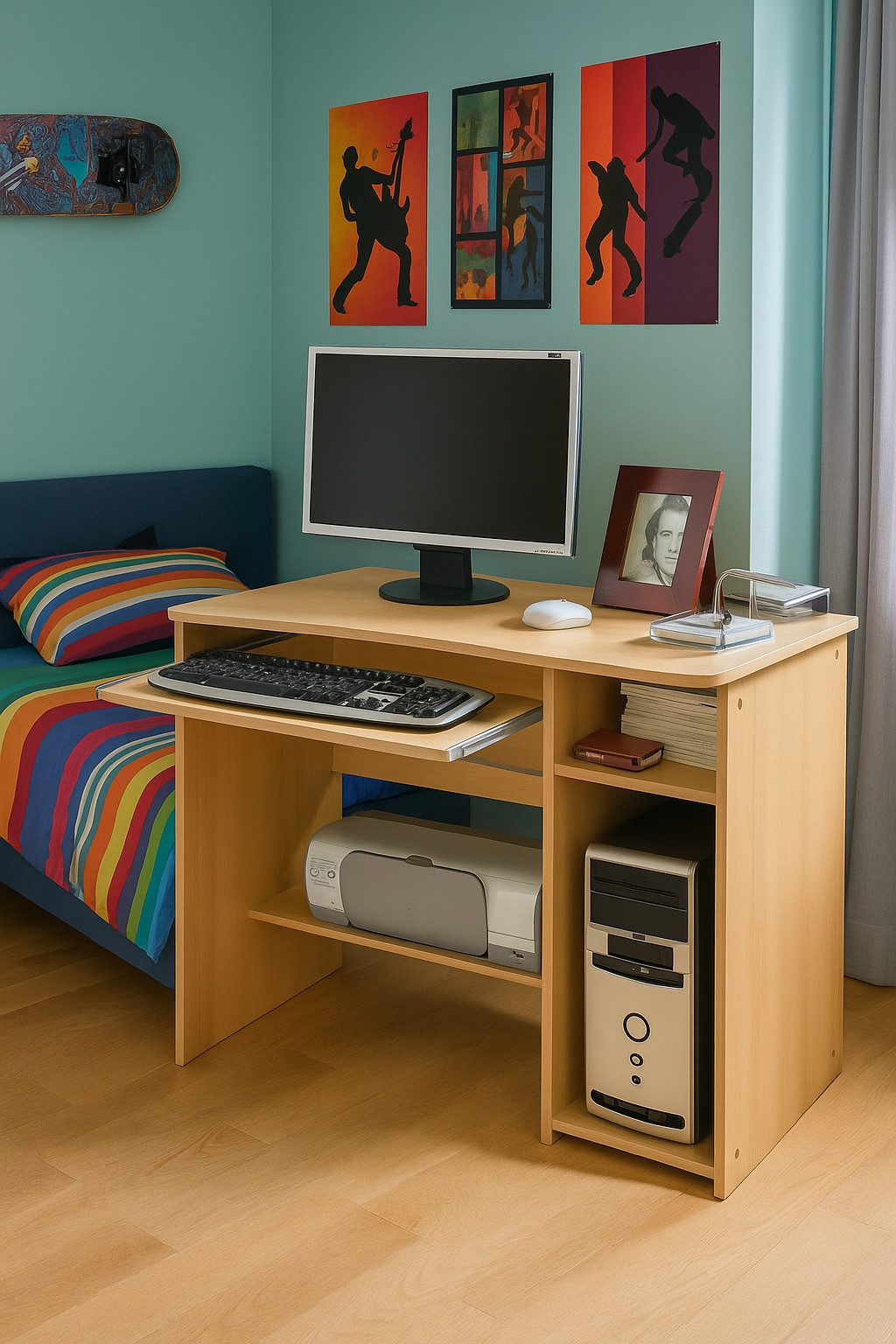 bv-vertrieb Computertisch PC Tisch Computertisch Kinderschreibtisch Tastaturauszug Towerfach